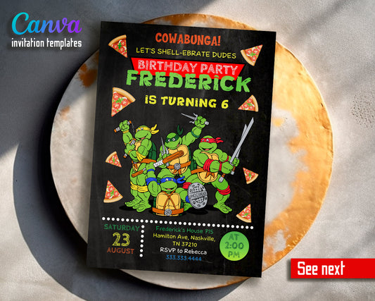 Teenage Mutant Ninja Turtles, TMNT customizable invite template boy | instant download | Share or Print | KJ373