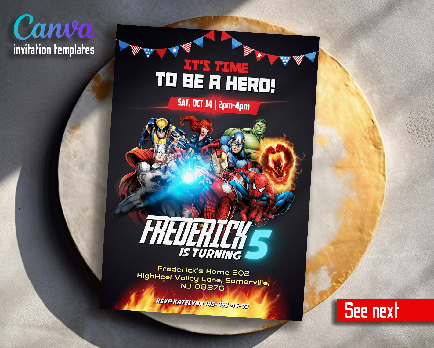Avengers Marvel Superhero customizable invitation template | Share or Print | boy | AZ793