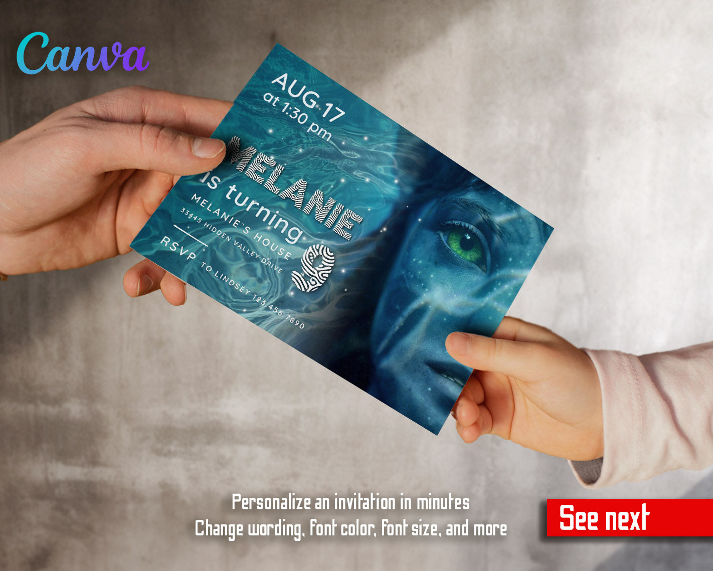 Avatar The Way of Water customizable invitation template | Share or Print | | VD867