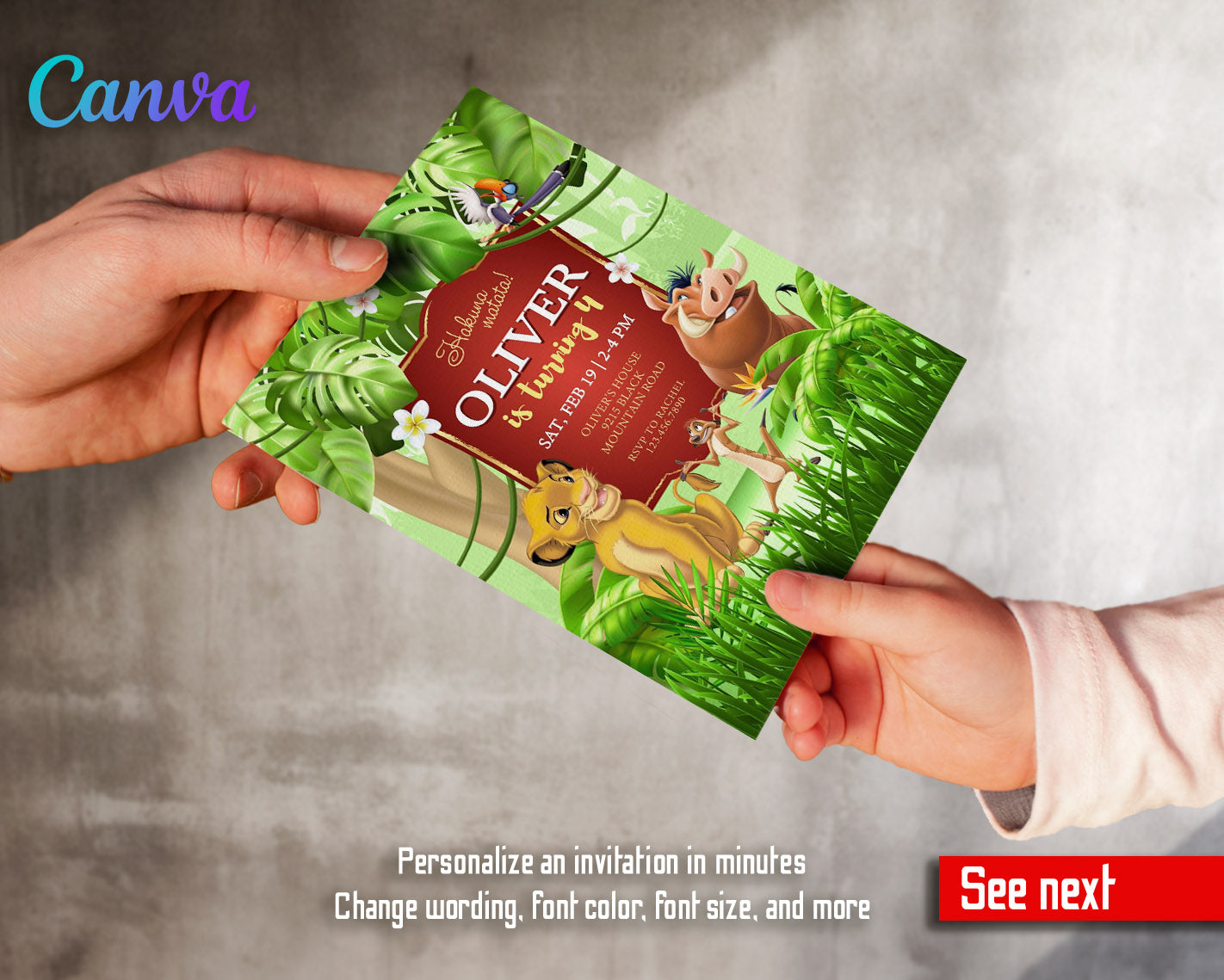 Lion King Simba customizable invitation template | Share or Print | | AO393