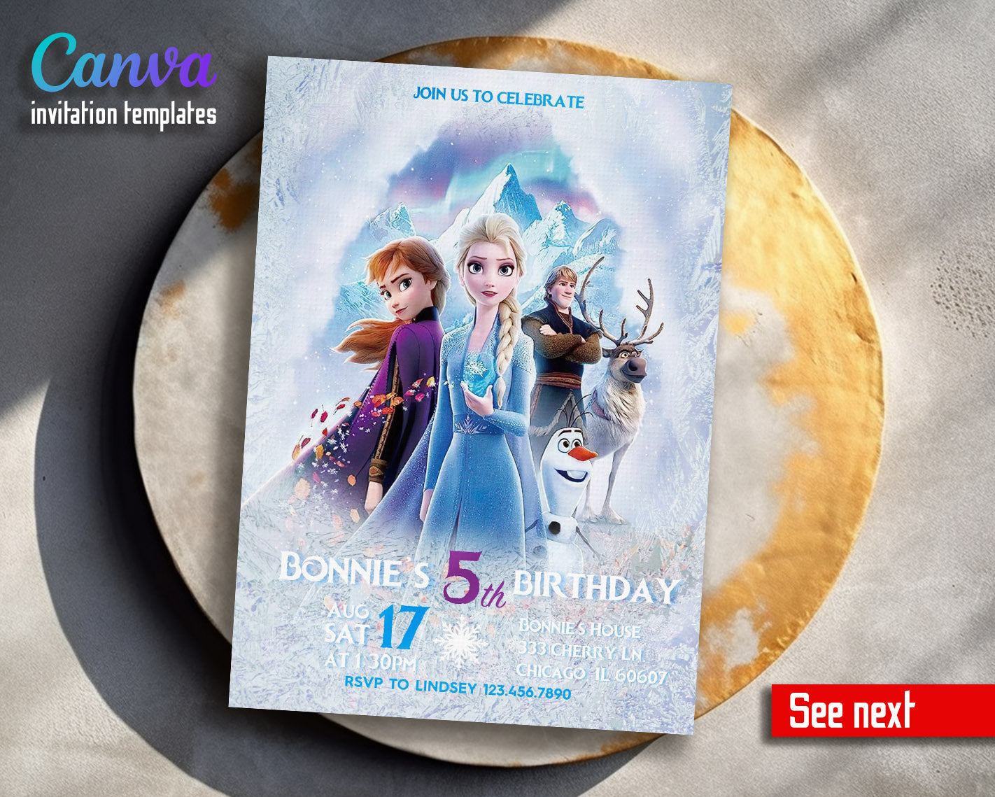 Frozen Elsa customizable invitation template | Share or Print | girl | NX417