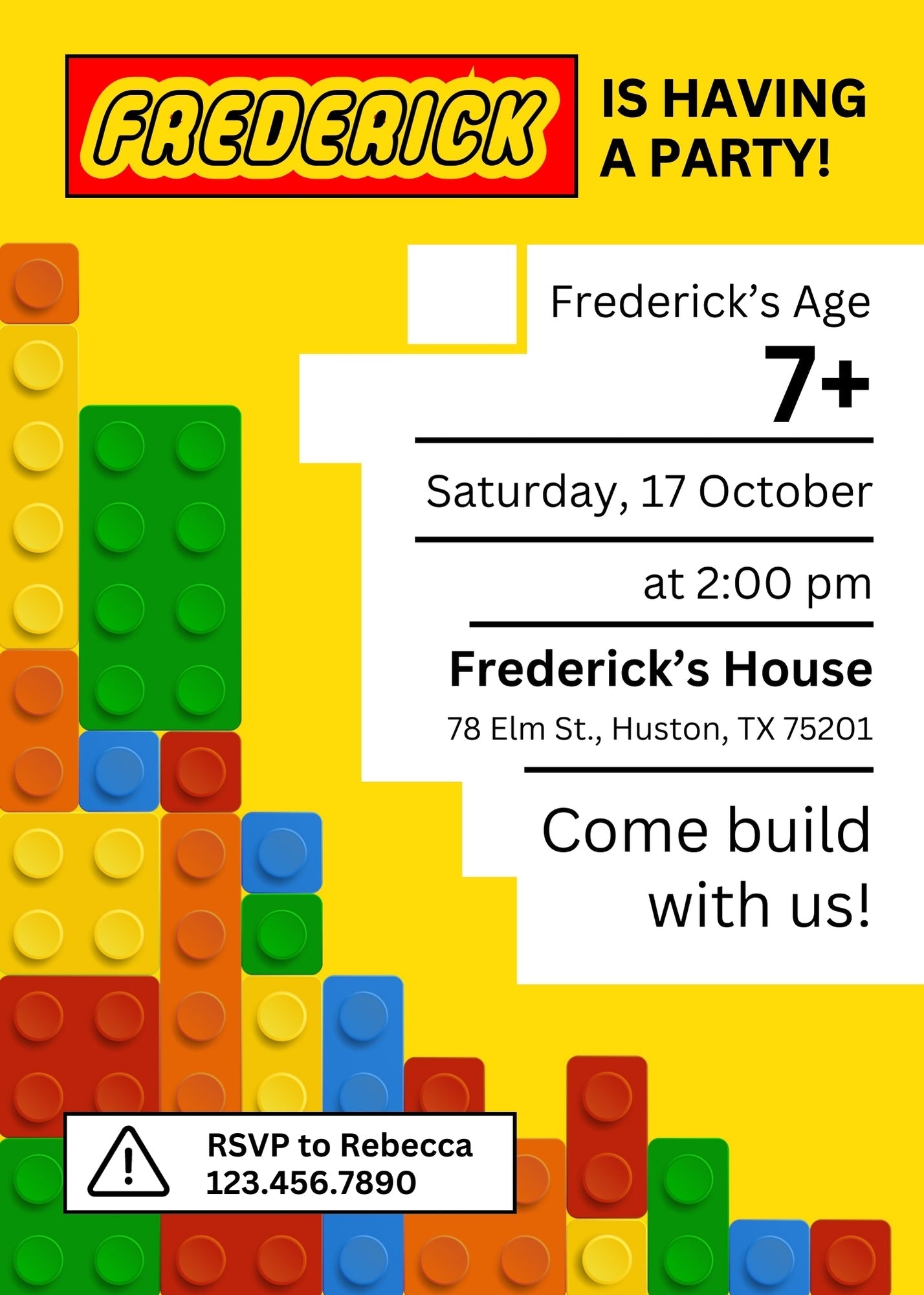 Lego customizable invitation template | Share or Print | | HF886