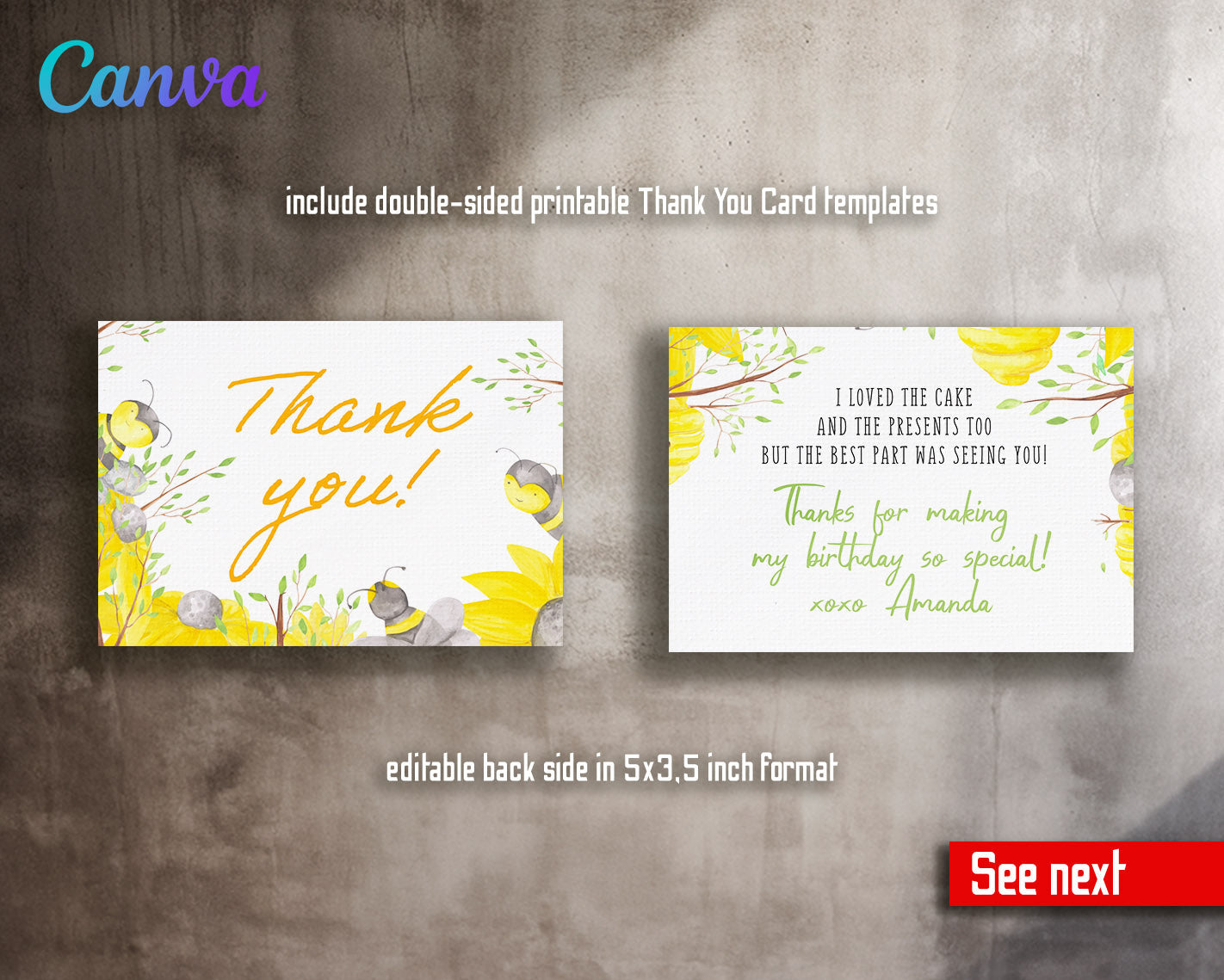 1st Bee Day Party customizable invitation template | Share or Print | | XZ273