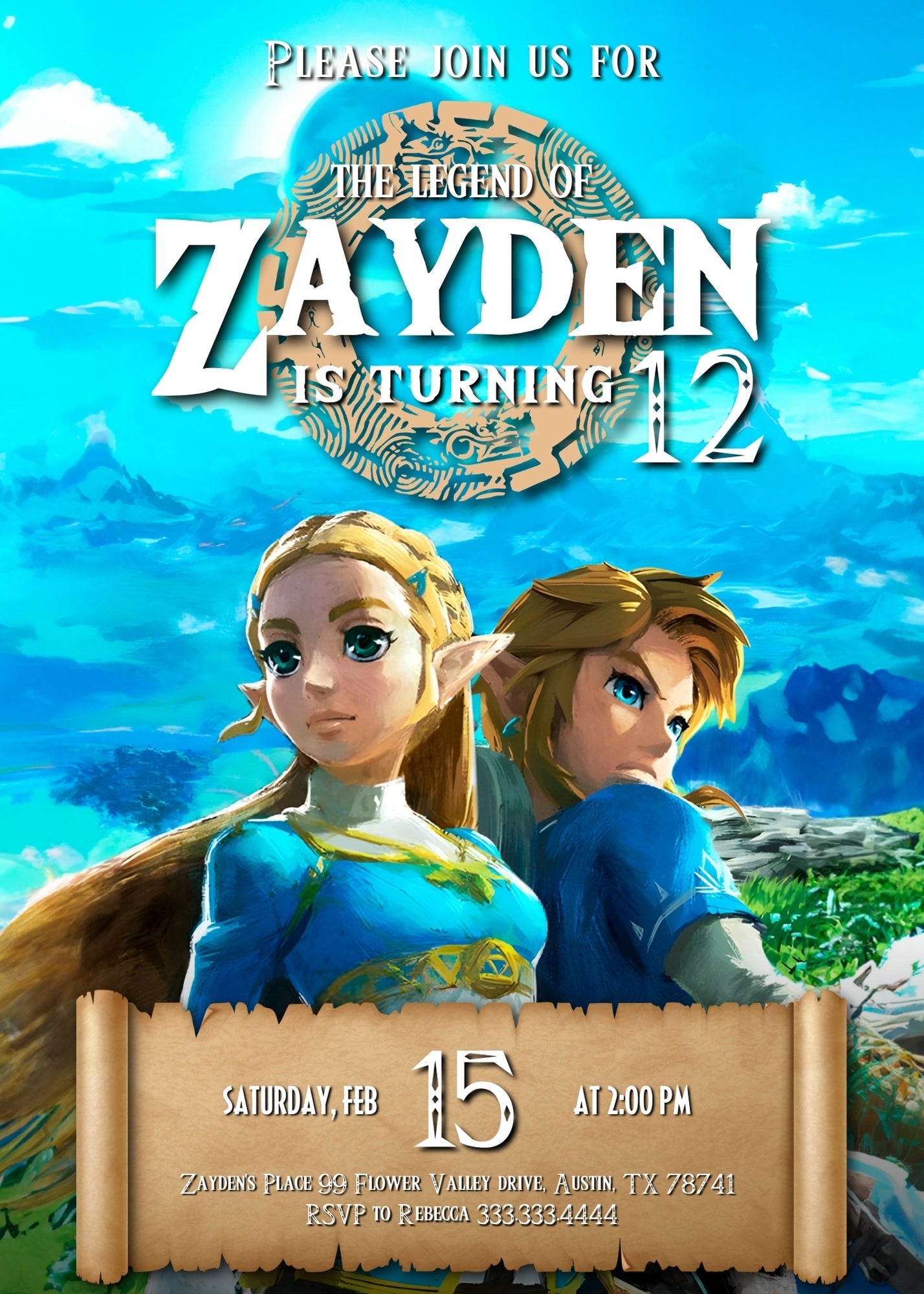 Legend of Zelda customizable invitation template | Share or Print | | ZE497