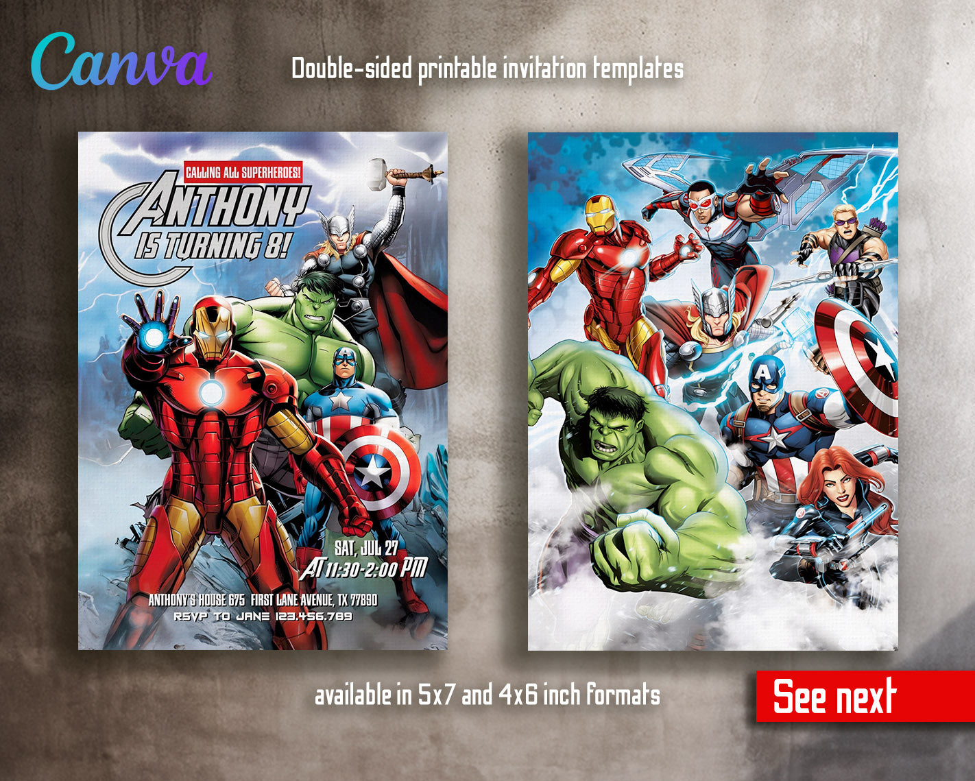 Avengers Marvel Superhero customizable invitation template | Share or Print | boy | JN776