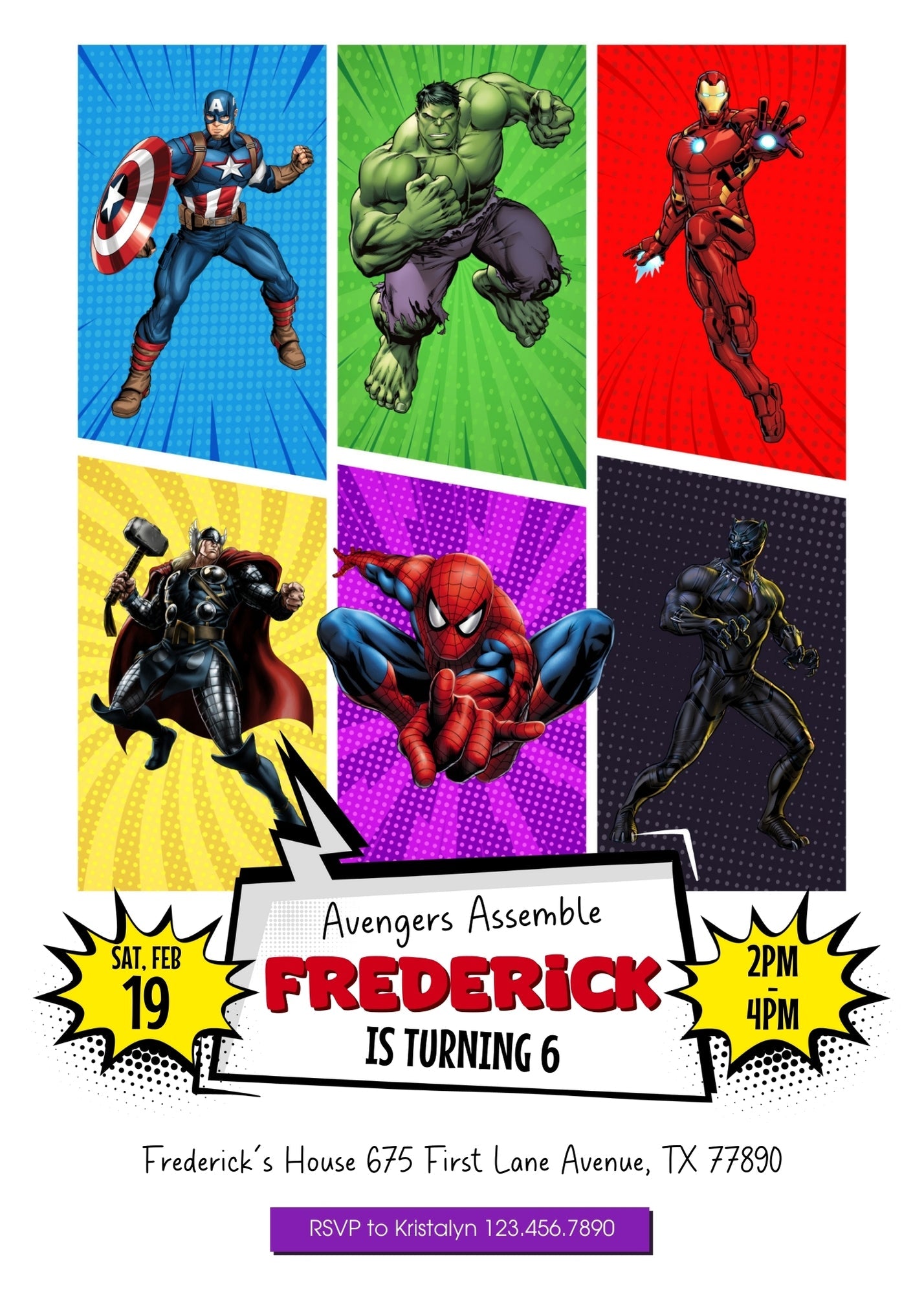 Avengers Marvel Superhero customizable invitation template | Share or Print | boy | EW971