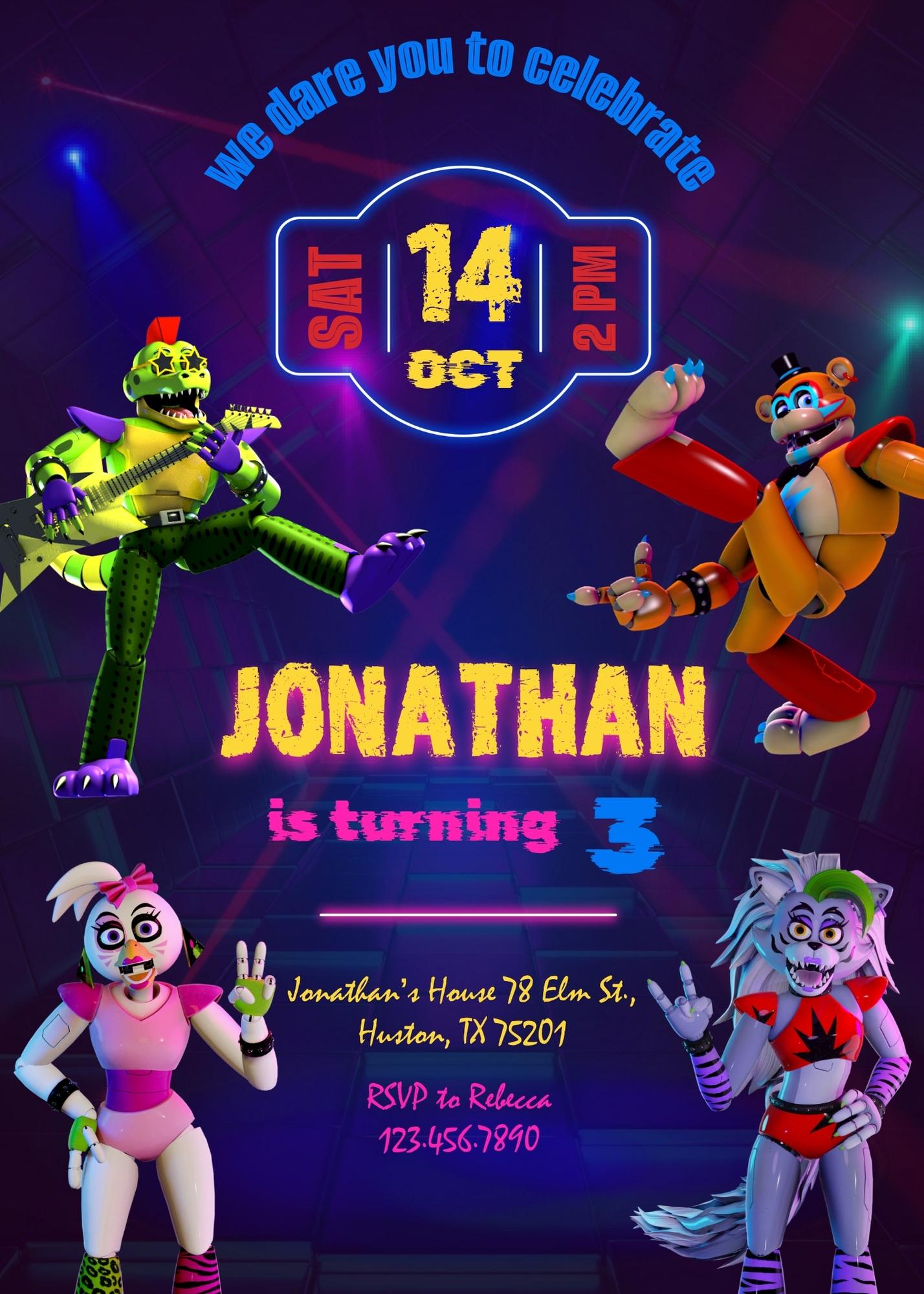 Five Nights at Freddy's customizable invitation template | Share or Print | | EE270