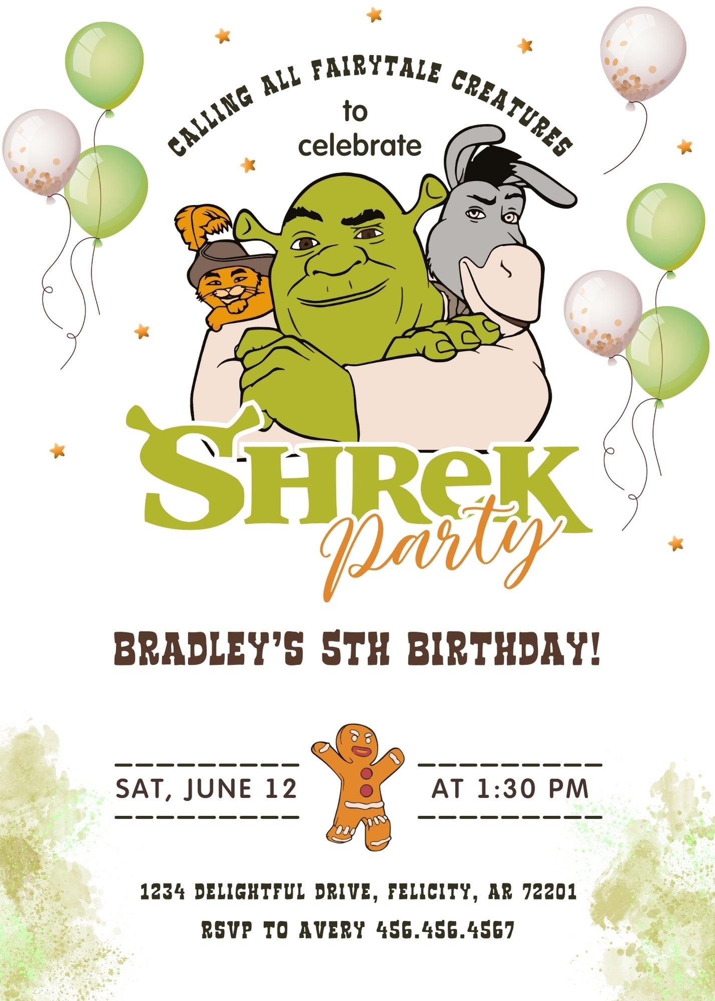 Shrek customizable invitation template | Share or Print | | VN088