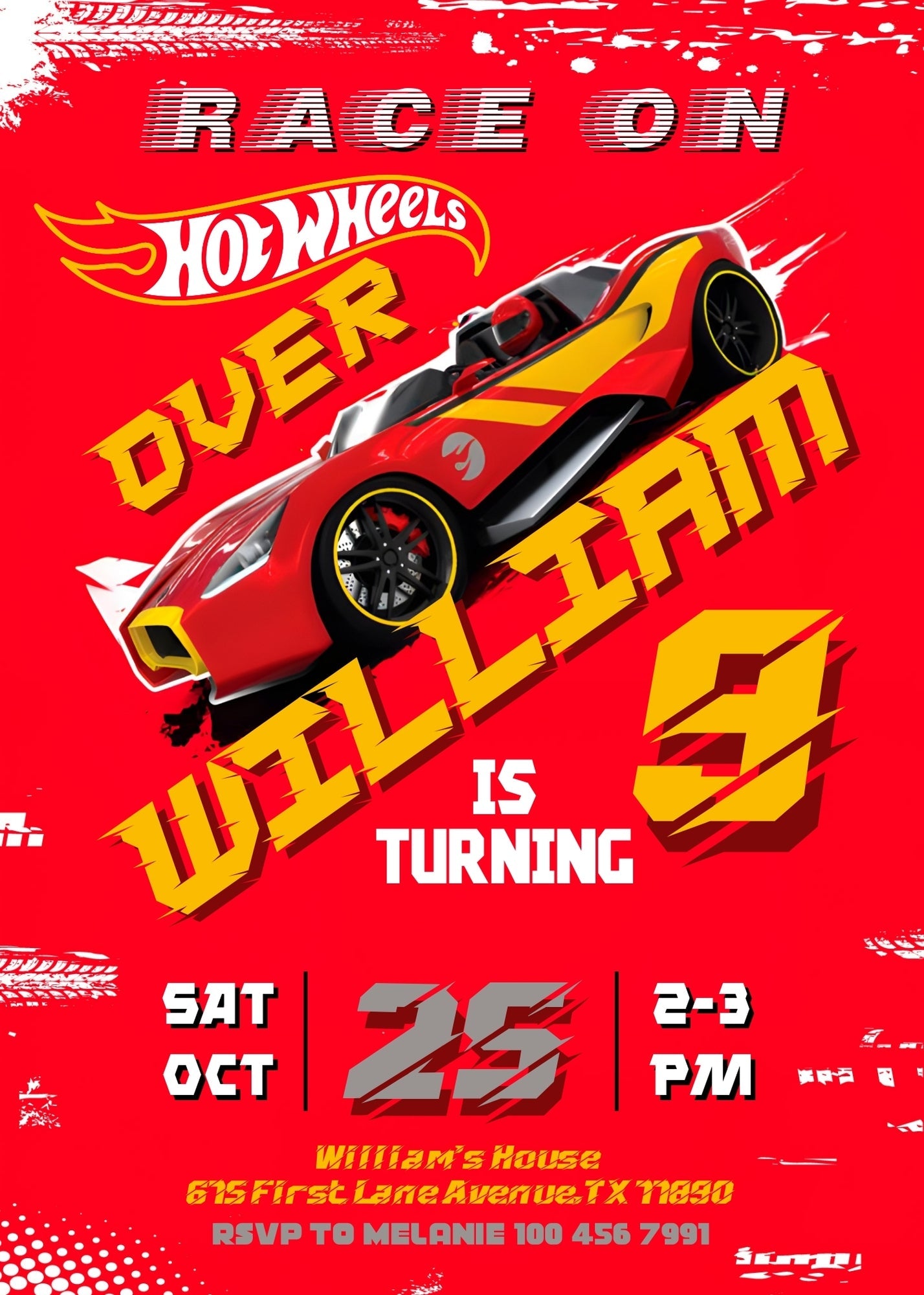 Hot Wheels Racing customizable invitation template | Share or Print | boy | GD726
