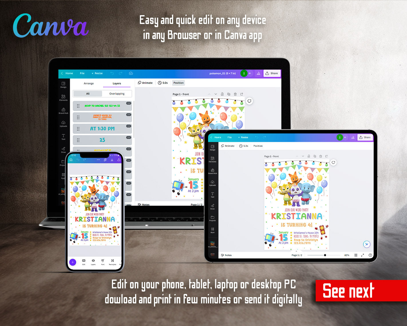 Word Party customizable invitation template | Share or Print | | IM216
