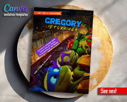 Teenage Mutant Ninja Turtles Mutant Mayhem customizable invitation template | Share or Print | boy | CP393