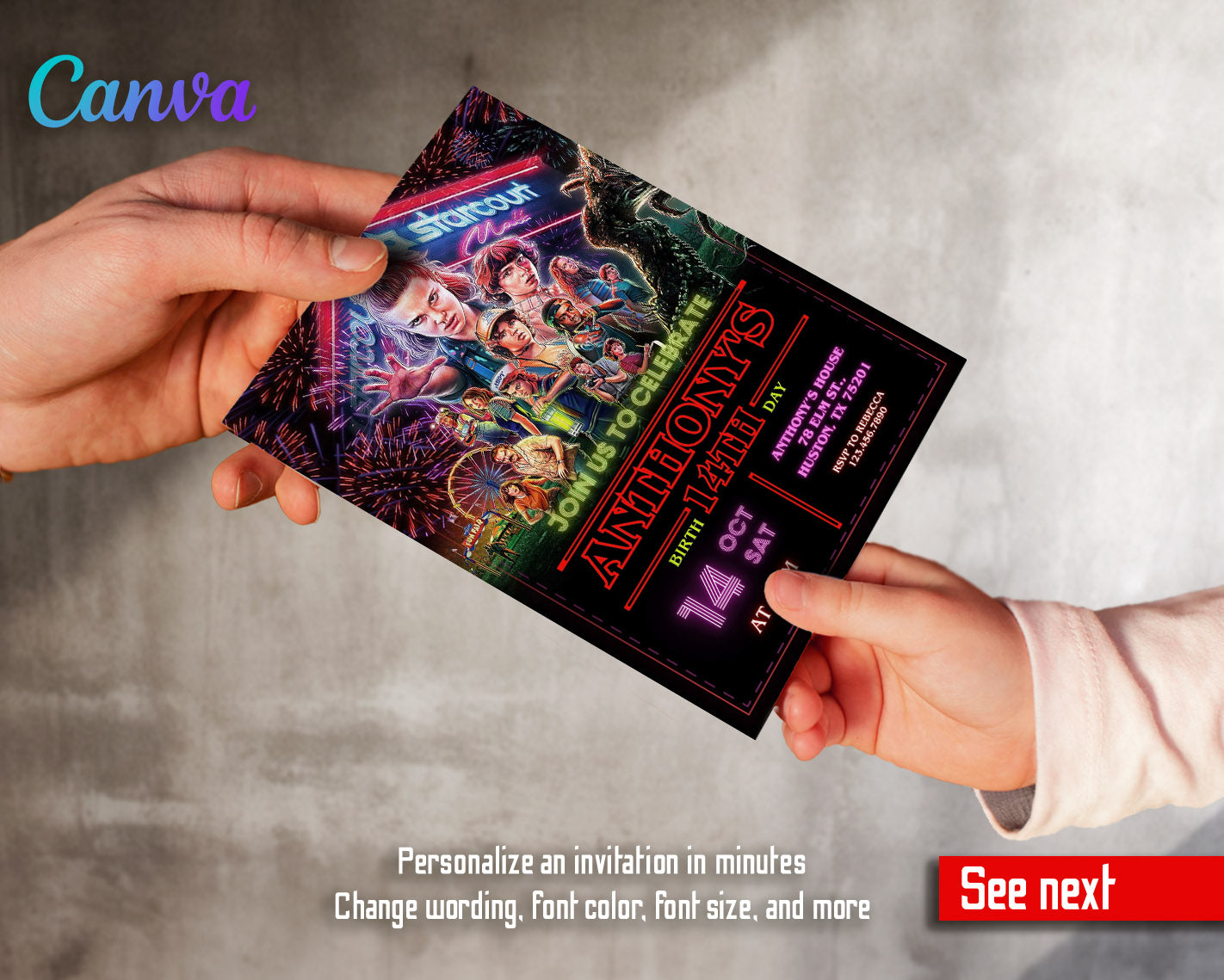 Stranger Things customizable invitation template | Share or Print | | UE177