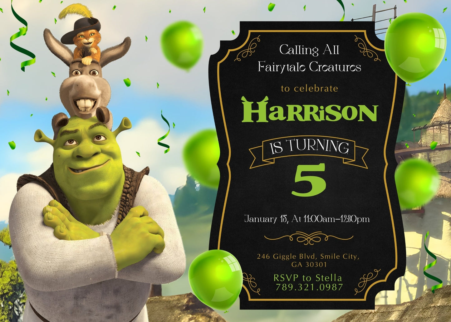 Shrek customizable invitation template | Share or Print | | PQ544