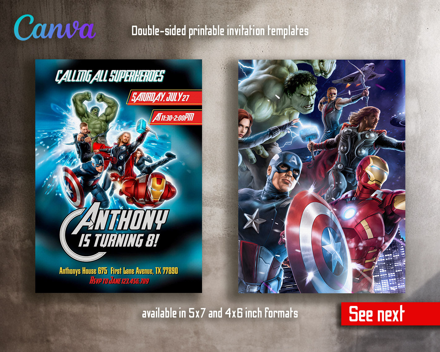 Avengers Marvel Superhero customizable invitation template | Share or Print | boy | LF151