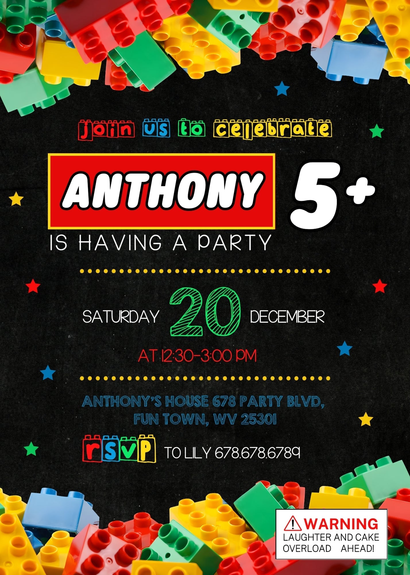 Lego customizable invitation template | Share or Print | | XV486