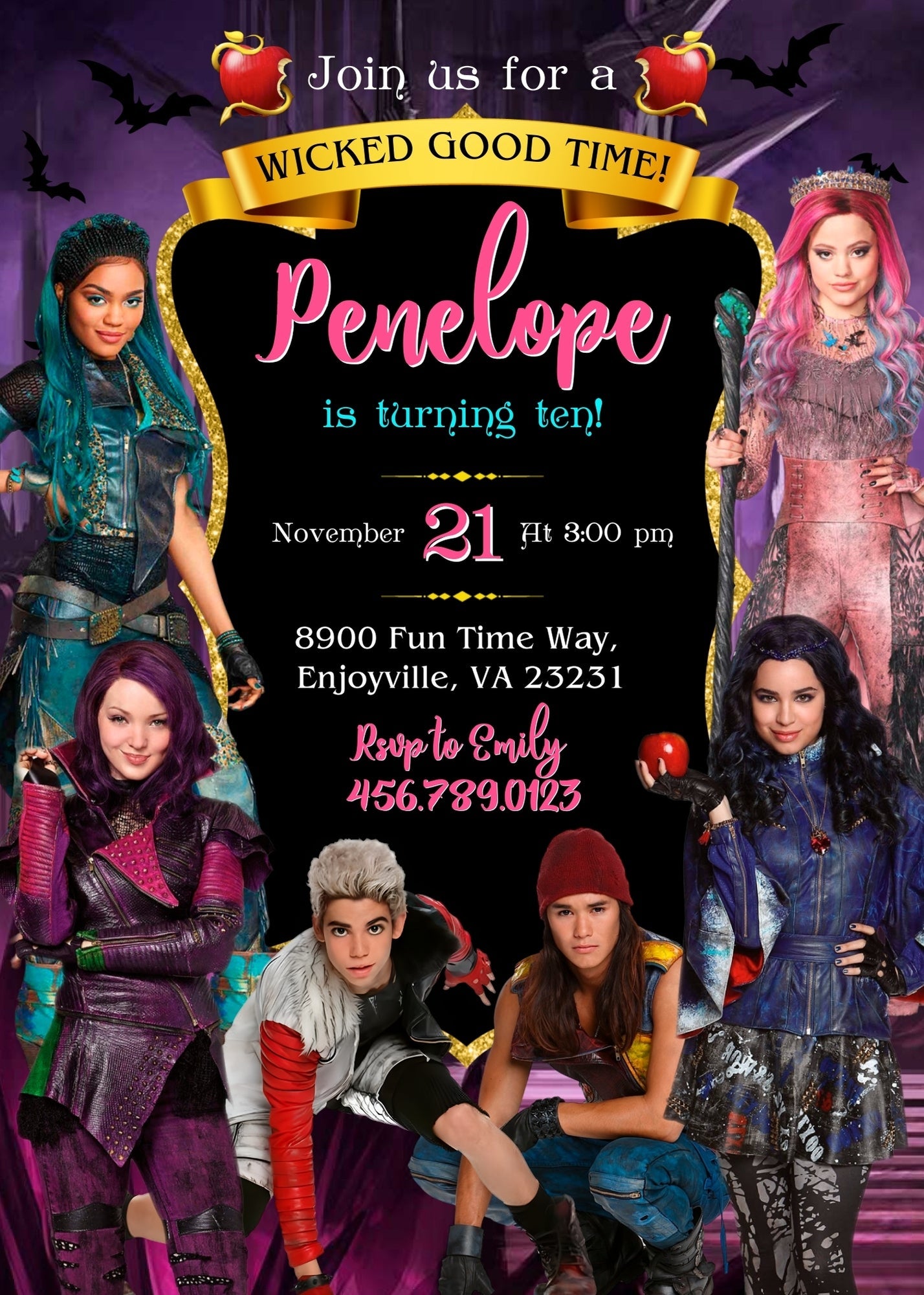 Descendants Disney customizable invitation template | Share or Print | | UM440