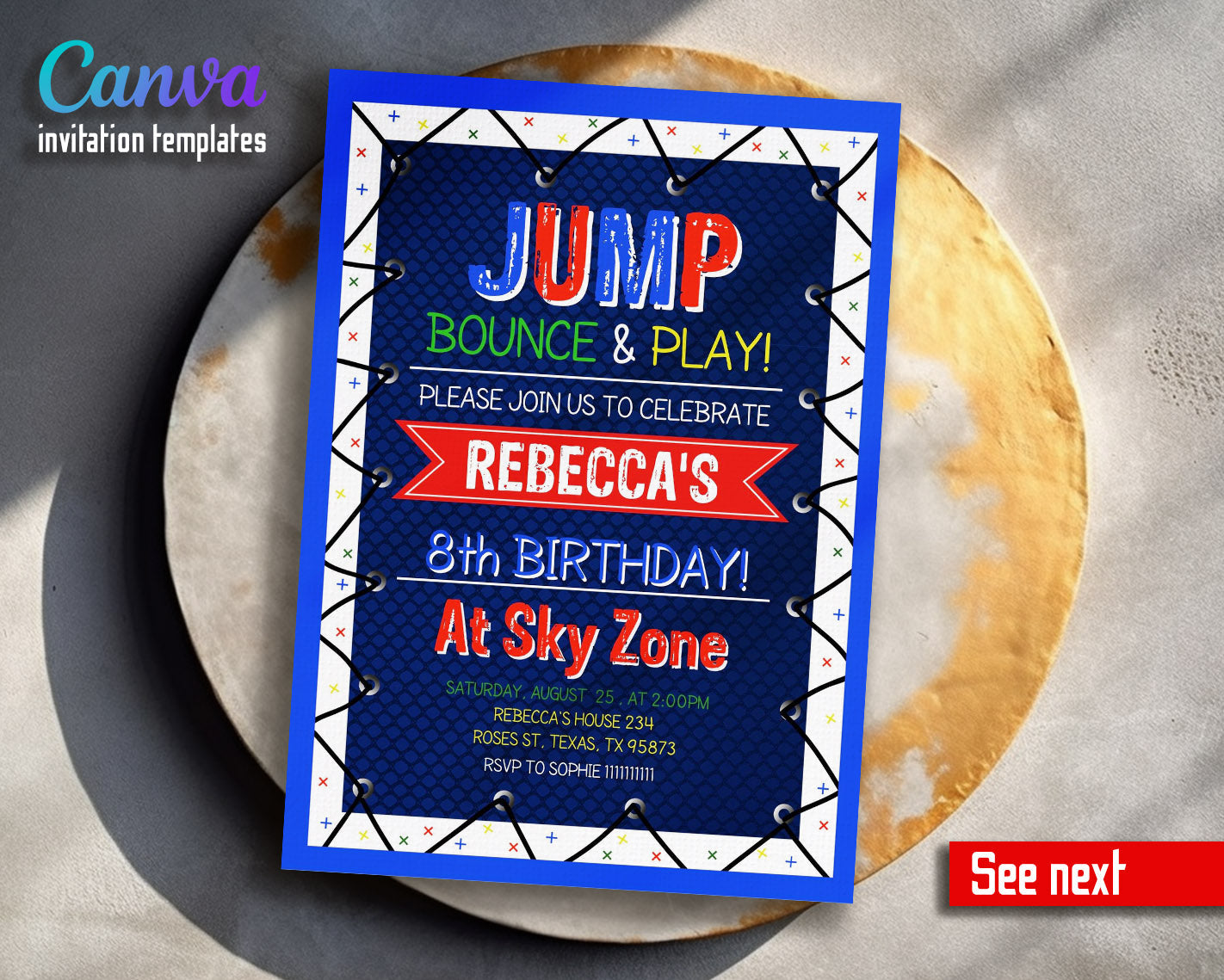 Trampoline Jump Party  customizable invitation template | Share or Print |  | GE691