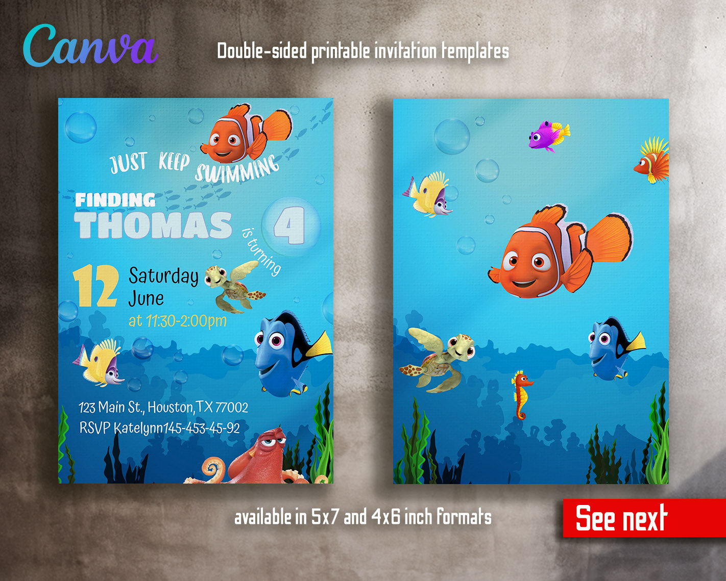 Finding Nemo customizable invitation template | Share or Print | | JR421