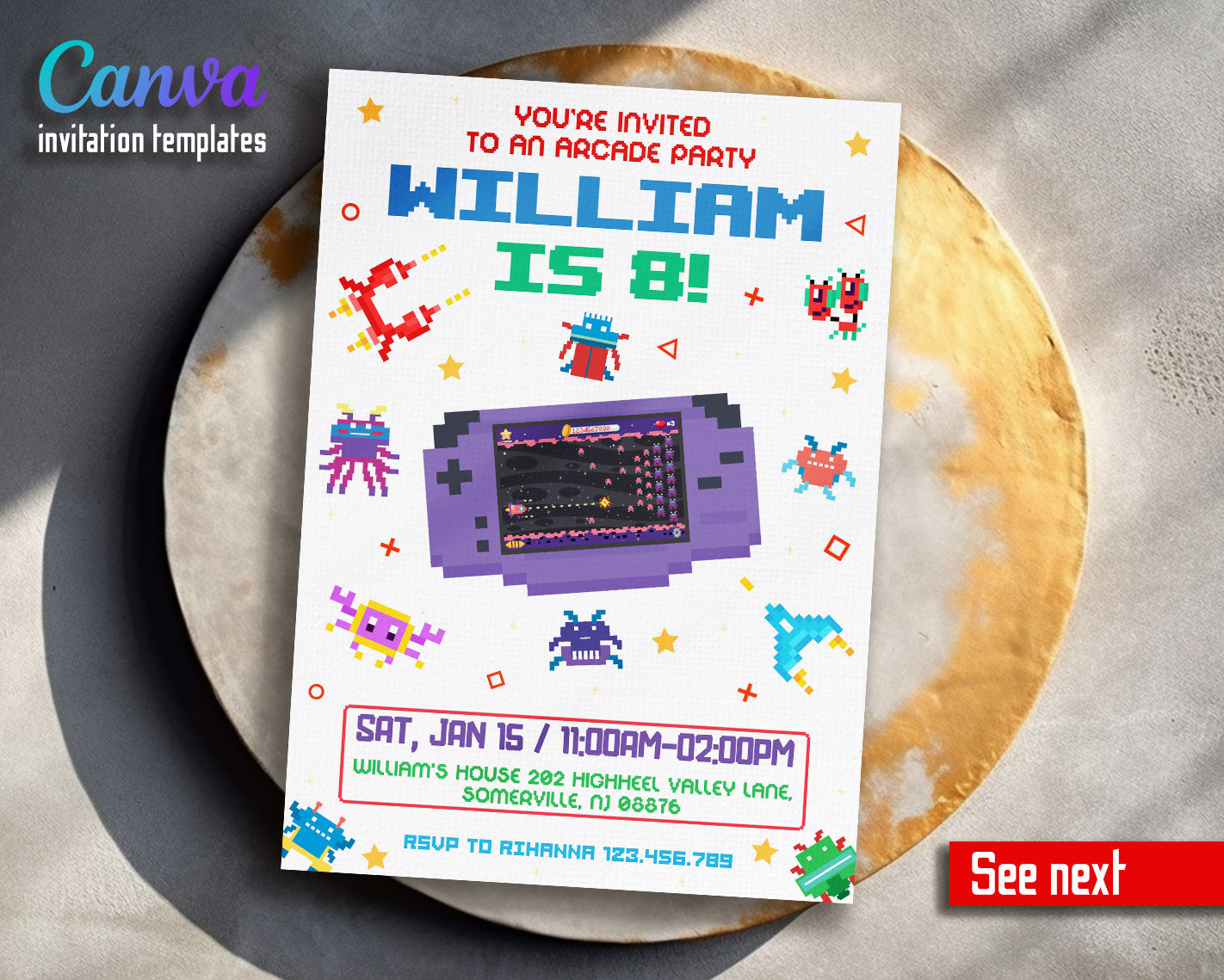 Arcade Gamer customizable invitation template | Share or Print | | MS811