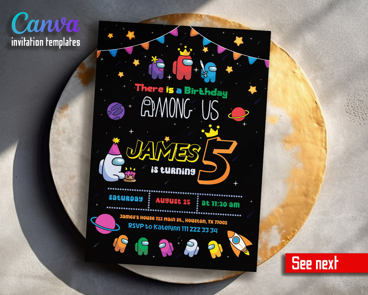 Among Us Gamer customizable invitation template | Share or Print | | TQ845