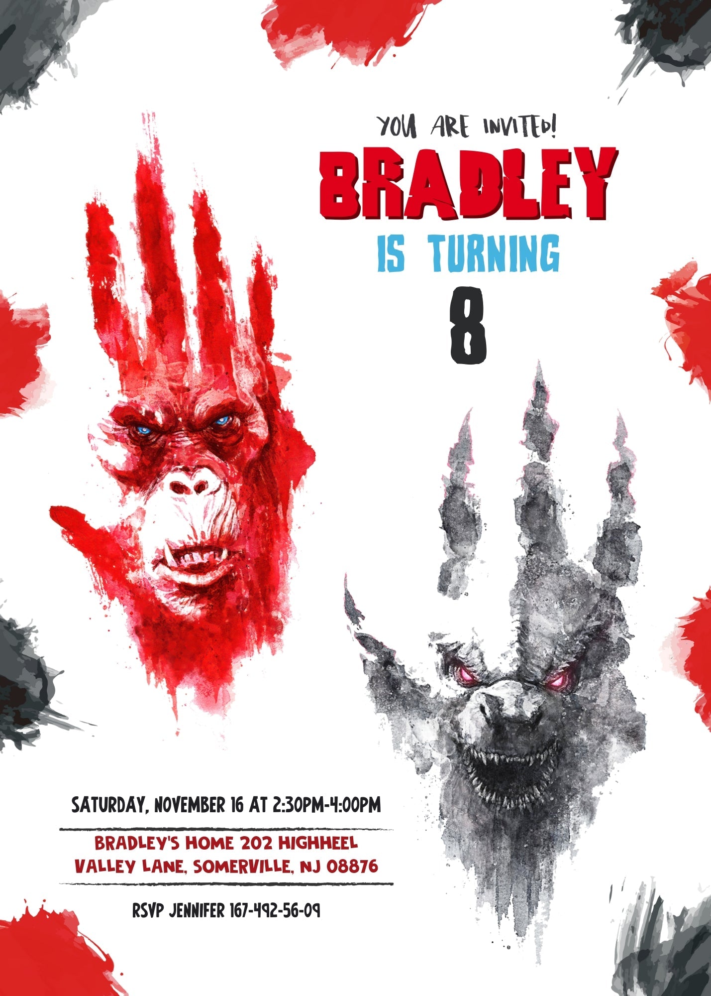 Godzilla X King Kong customizable invitation template | Share or Print | | CG753