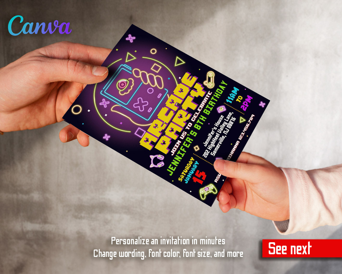 Arcade Gamer customizable invitation template | Share or Print | | JH197