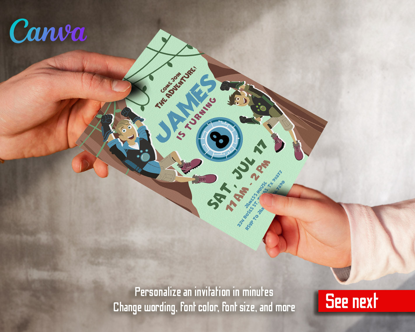 Wild Kratts Creature Hero customizable invitation template | Share or Print | | ZI373