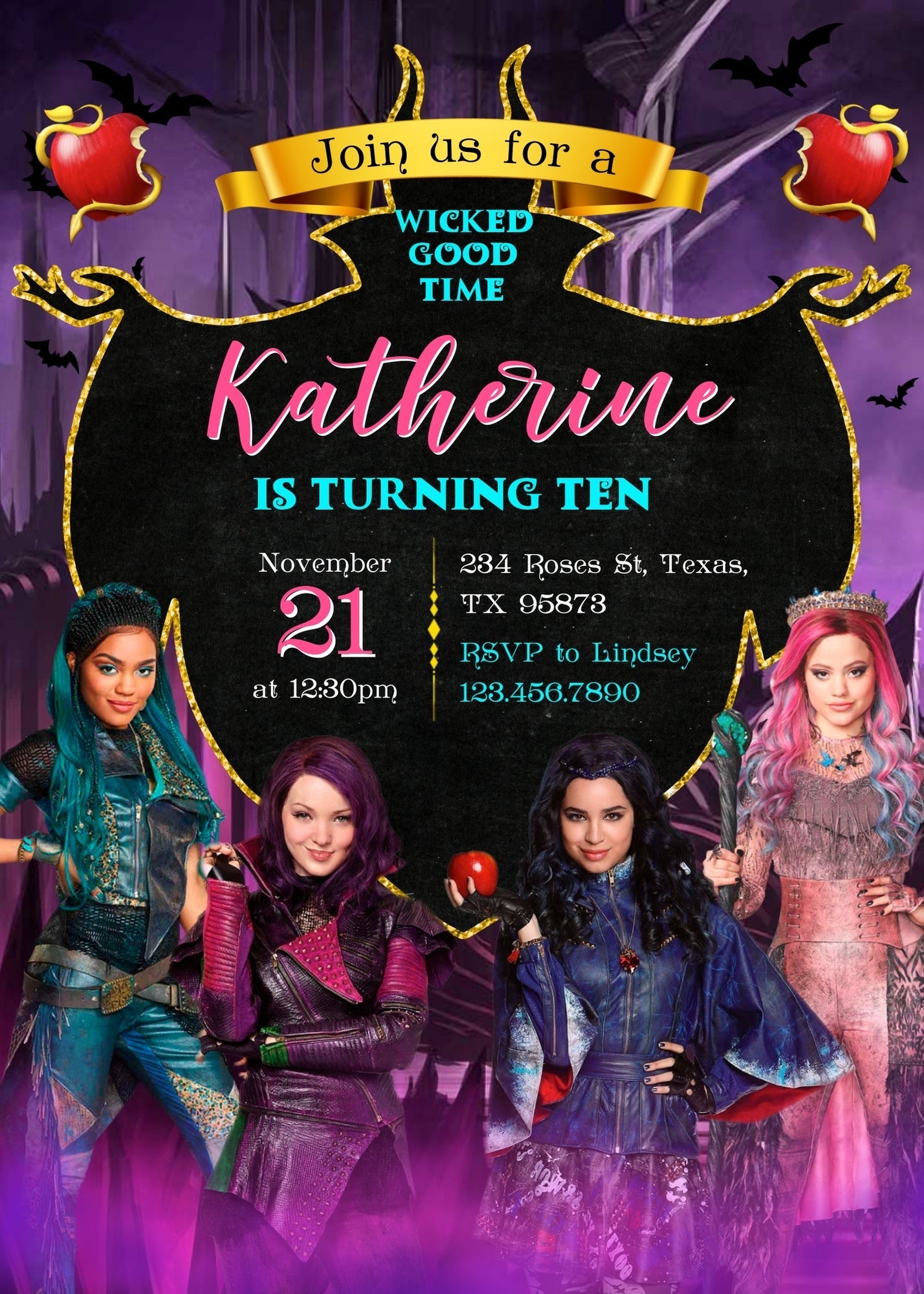 Descendants Disney customizable invitation template | Share or Print | | HF573