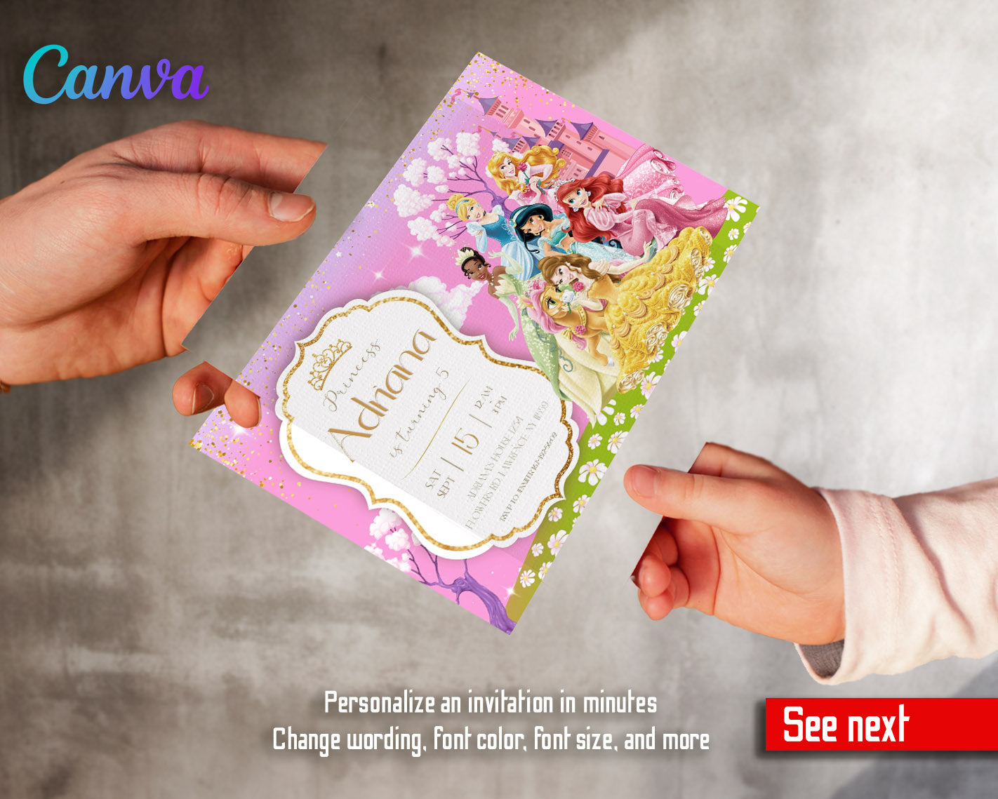 Disney Princess customizable invitation template | Share or Print | girl | OG342