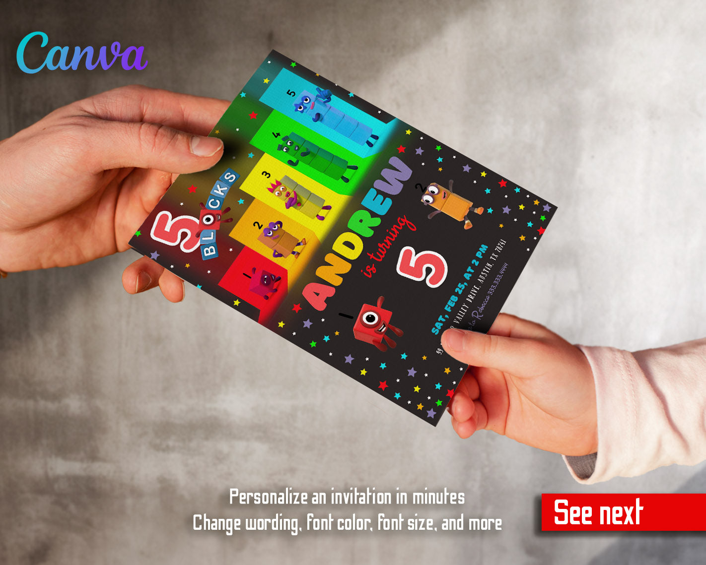 Numberblocks customizable invitation template | Share or Print | | HL395