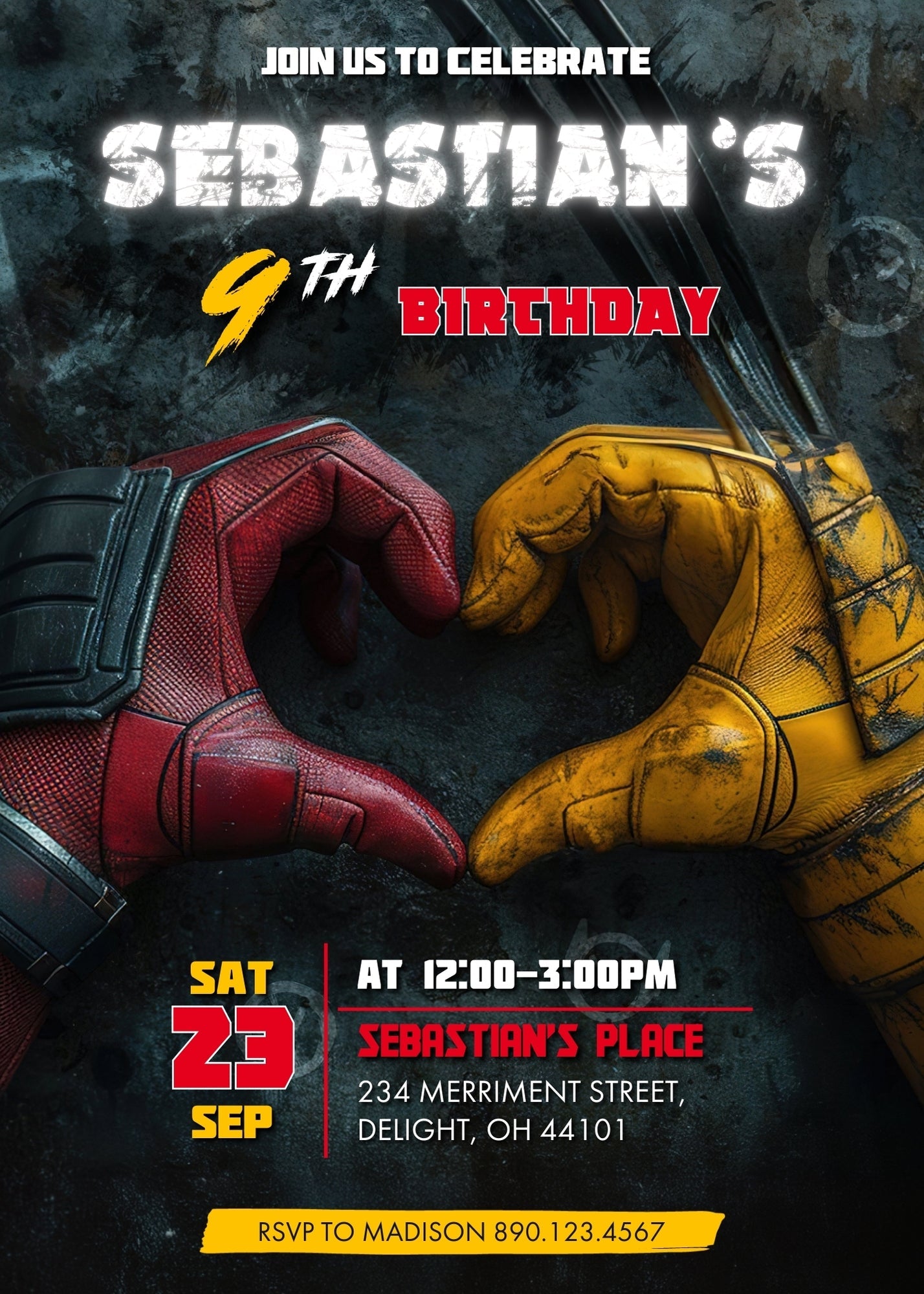 Deadpool Wolverine Marvel customizable invitation template | Share or Print | boy | CW599