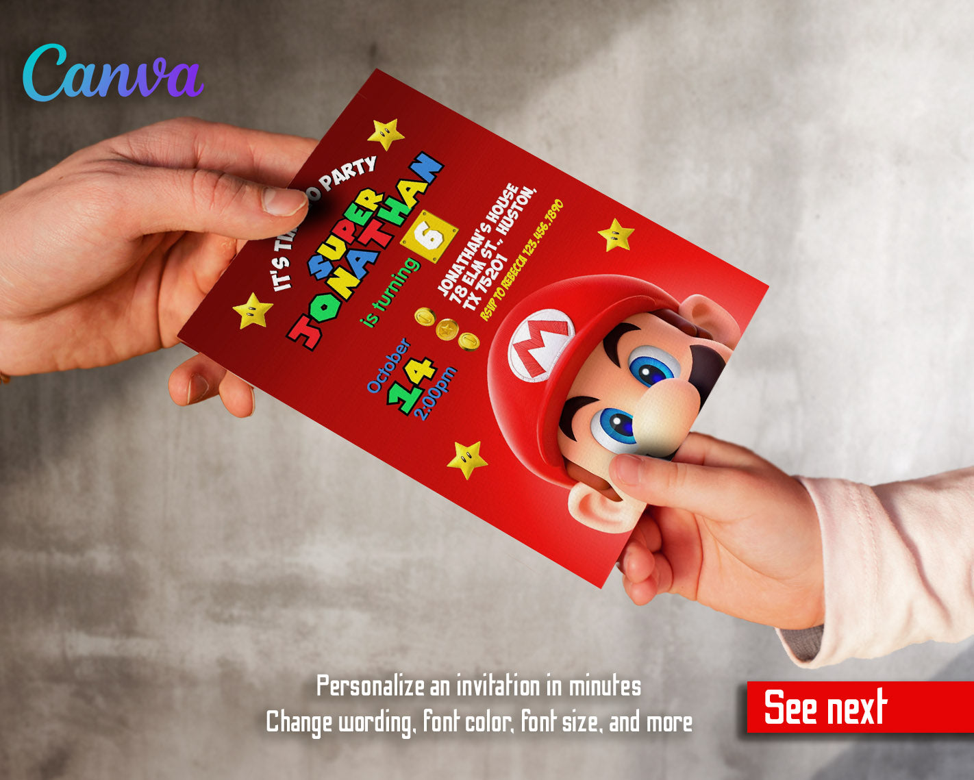 Super Mario Bros customizable invitation template | Share or Print | | NT219
