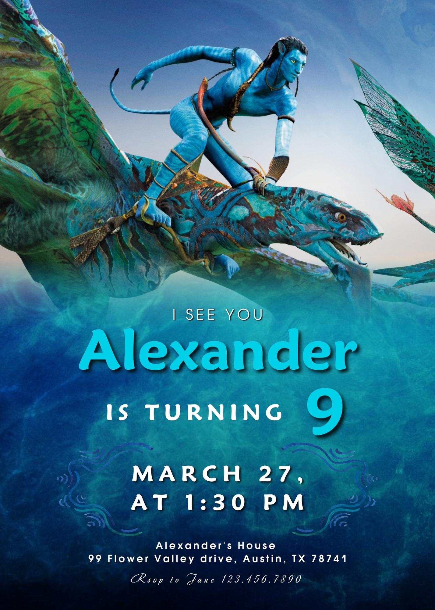 Avatar The Way of Water customizable invitation template | Share or Print | | YH365