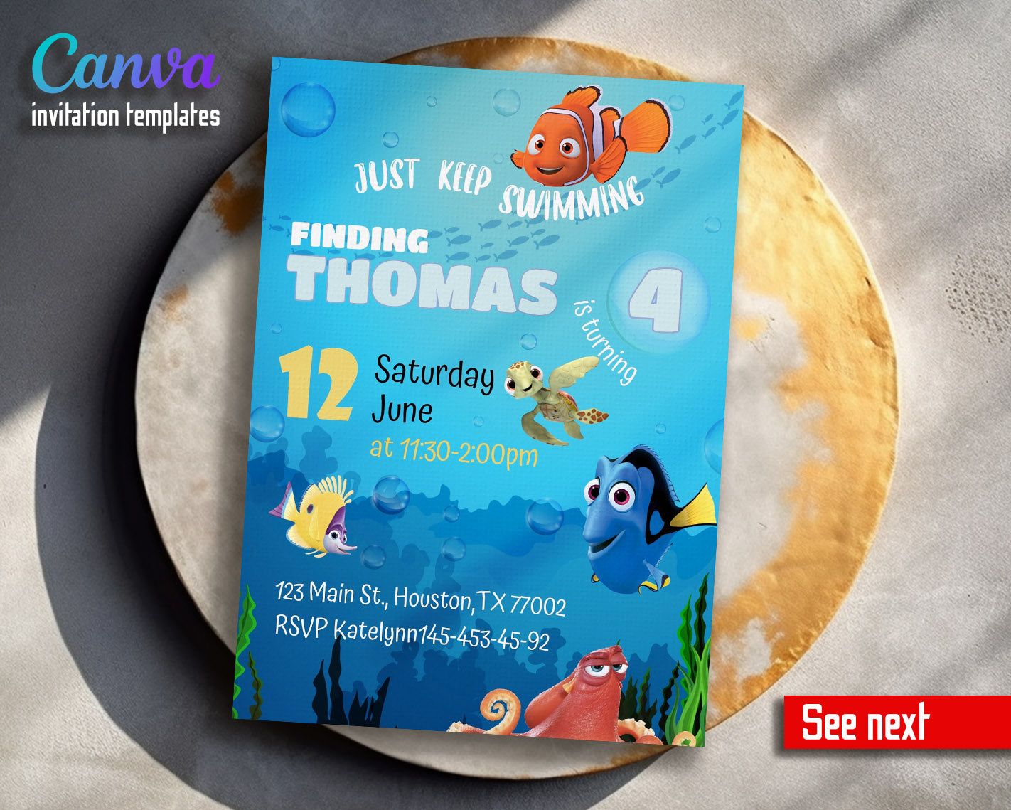 Finding Nemo customizable invitation template | Share or Print | | JR421