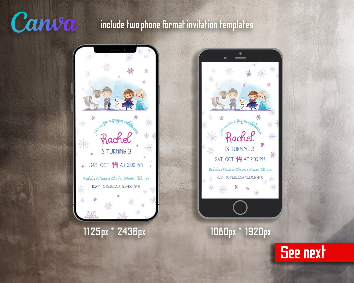 Frozen Elsa customizable invitation template | Share or Print | girl | VC497
