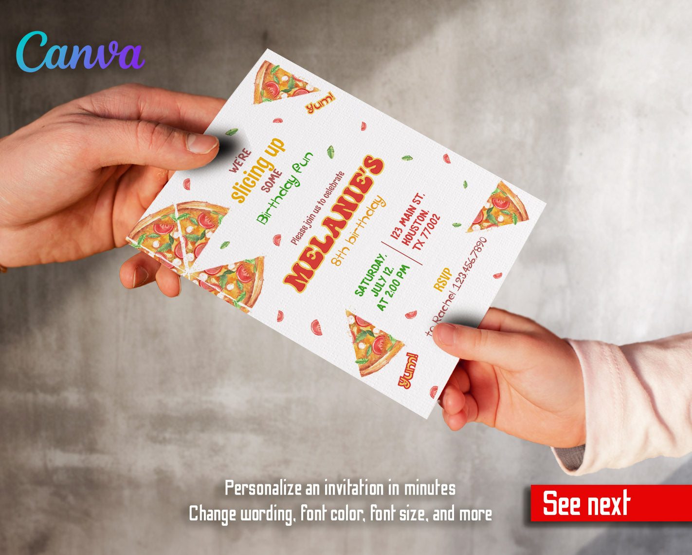 Pizza Party customizable invitation template | Share or Print | | OP463