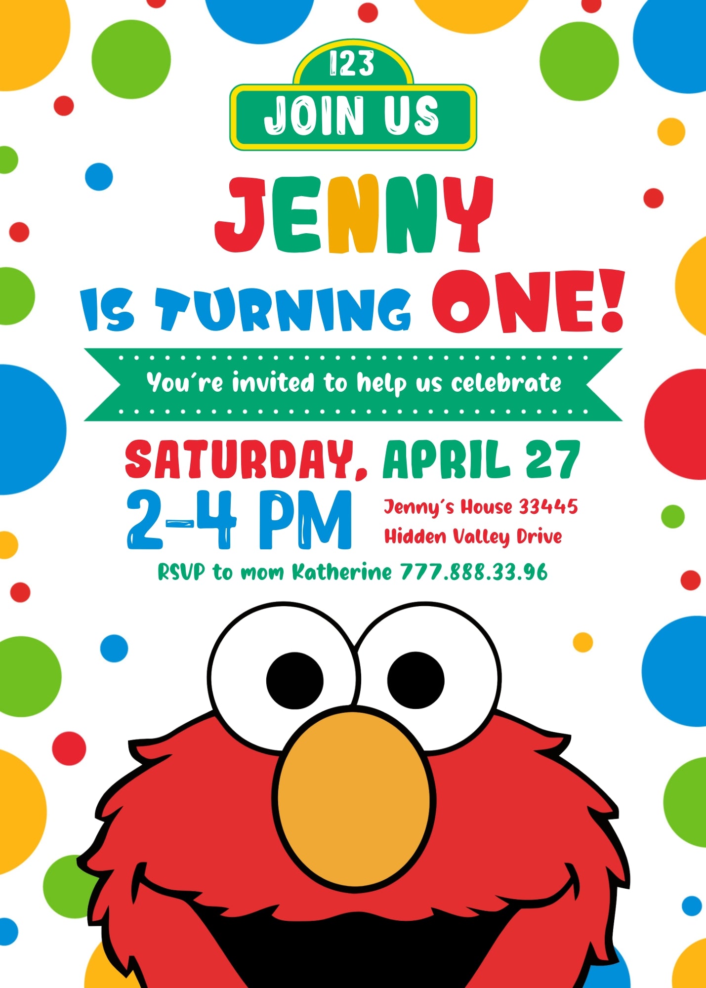 Sesame Street Elmo customizable invitation template | Share or Print | | TH968