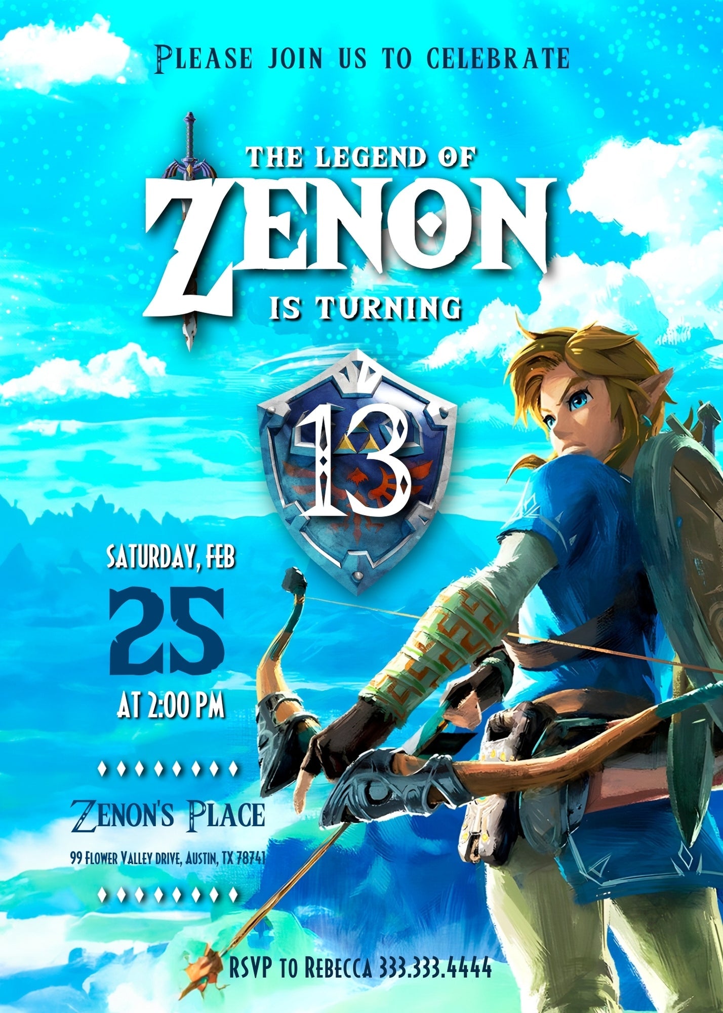 Legend of Zelda customizable invitation template | Share or Print | | RN676