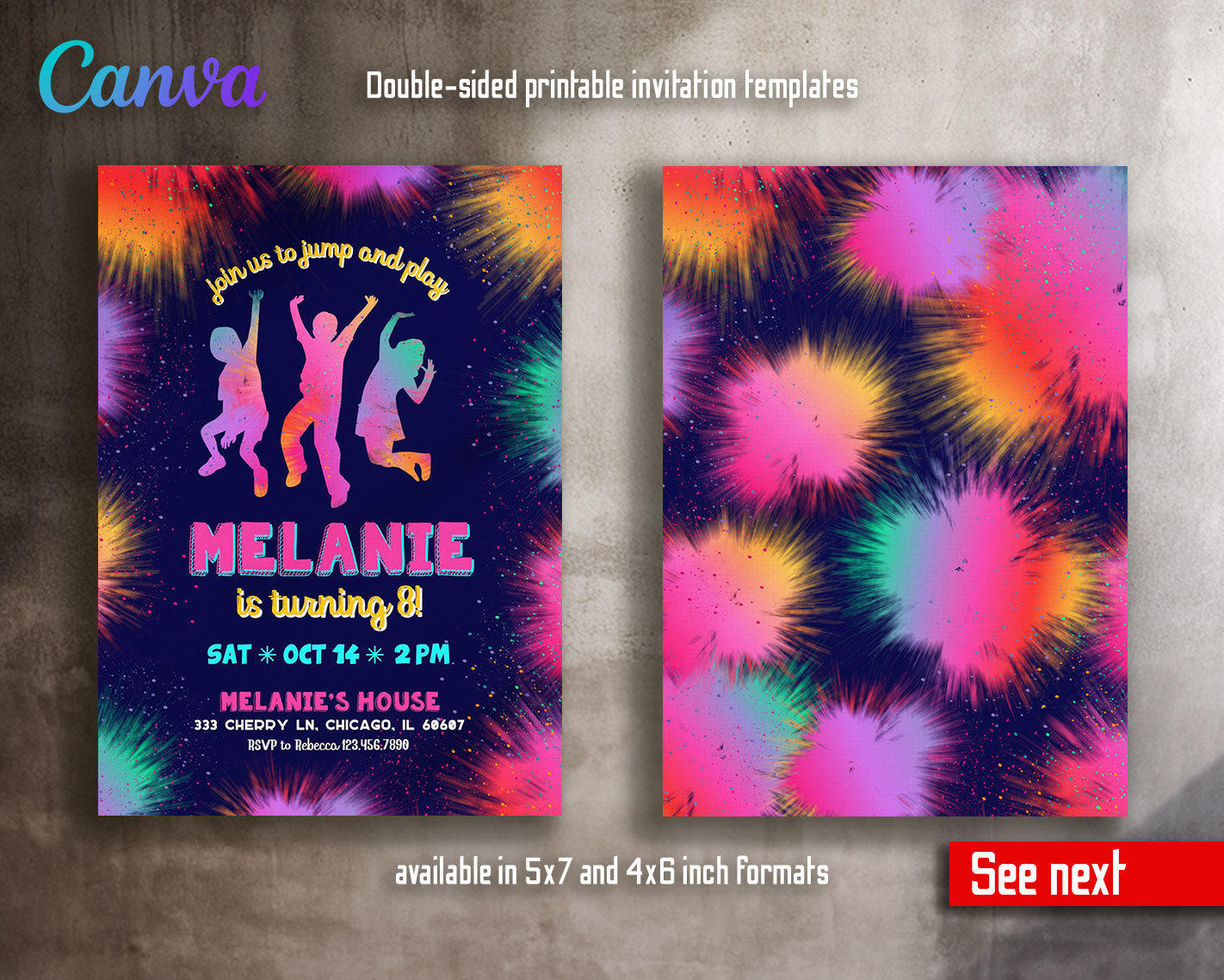 Trampoline Jump Party  customizable invitation template | Share or Print |  | UW873