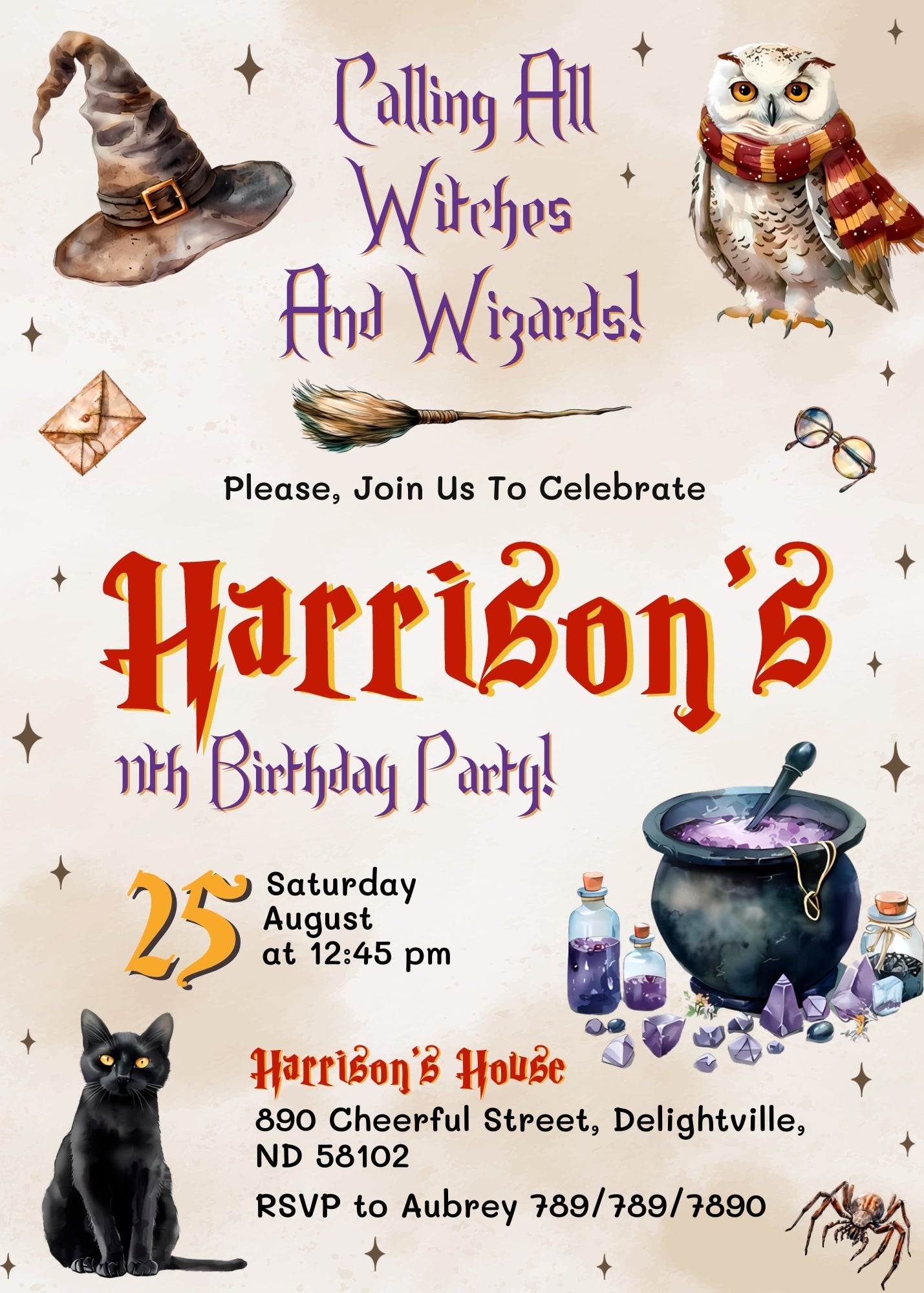 Harry Potter customizable invitation template | Share or Print | | HY359
