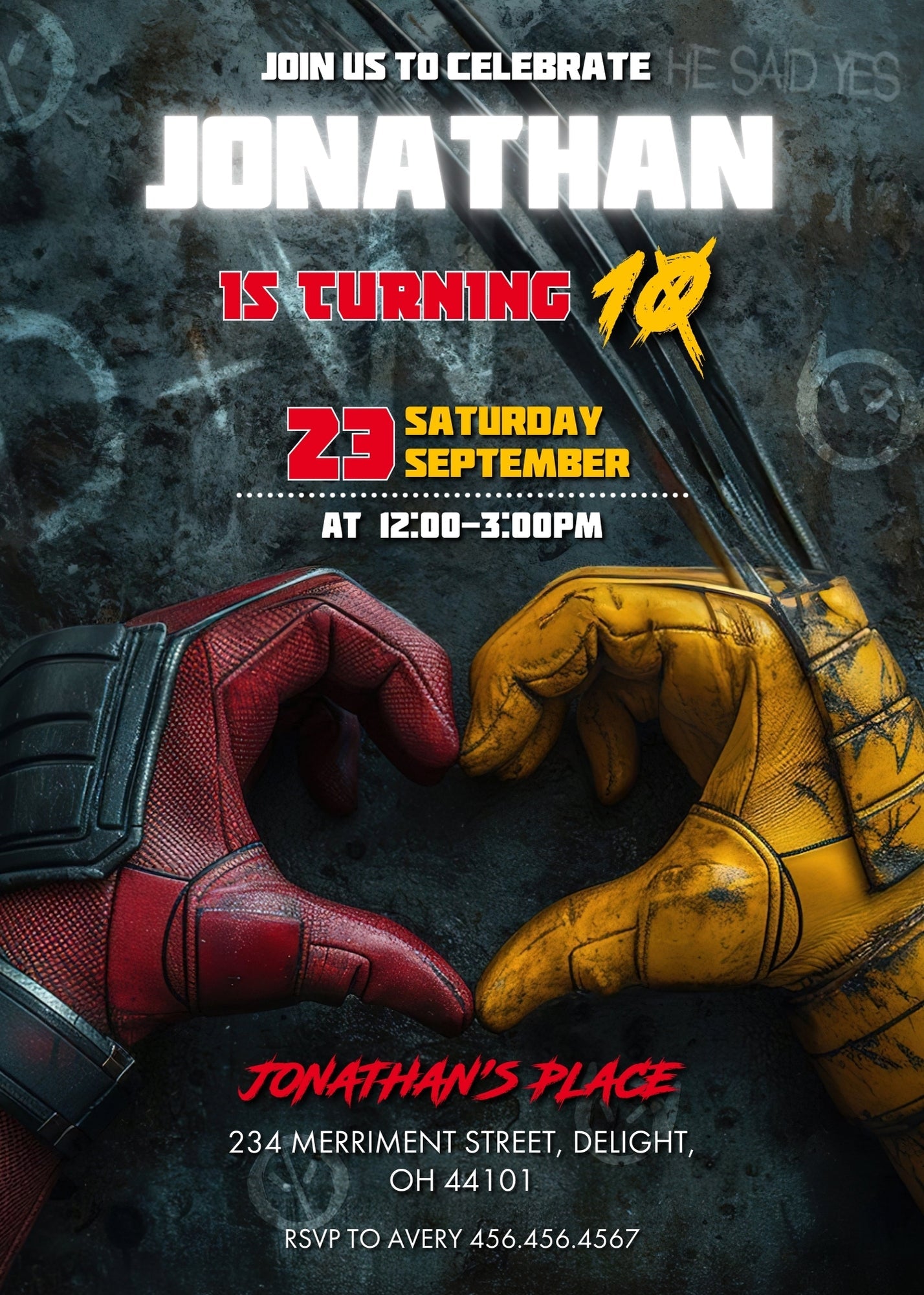 Deadpool Wolverine Marvel customizable invitation template | Share or Print | boy | OI253