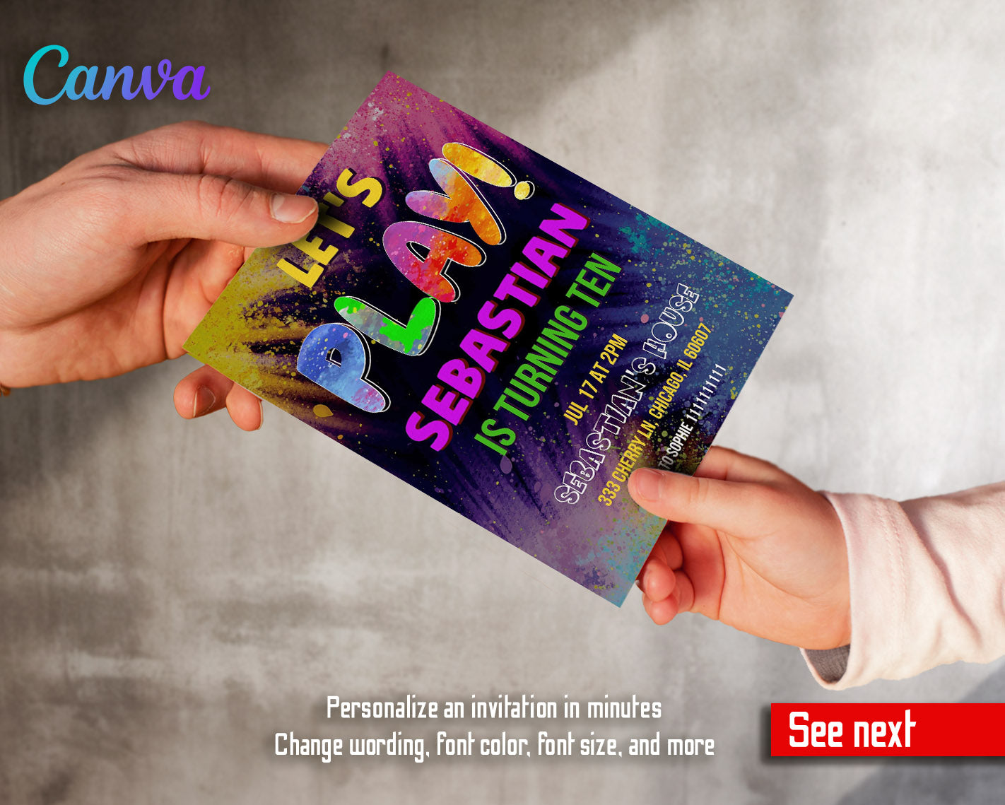 Play Party Gamer customizable invitation template | Share or Print | | WB957
