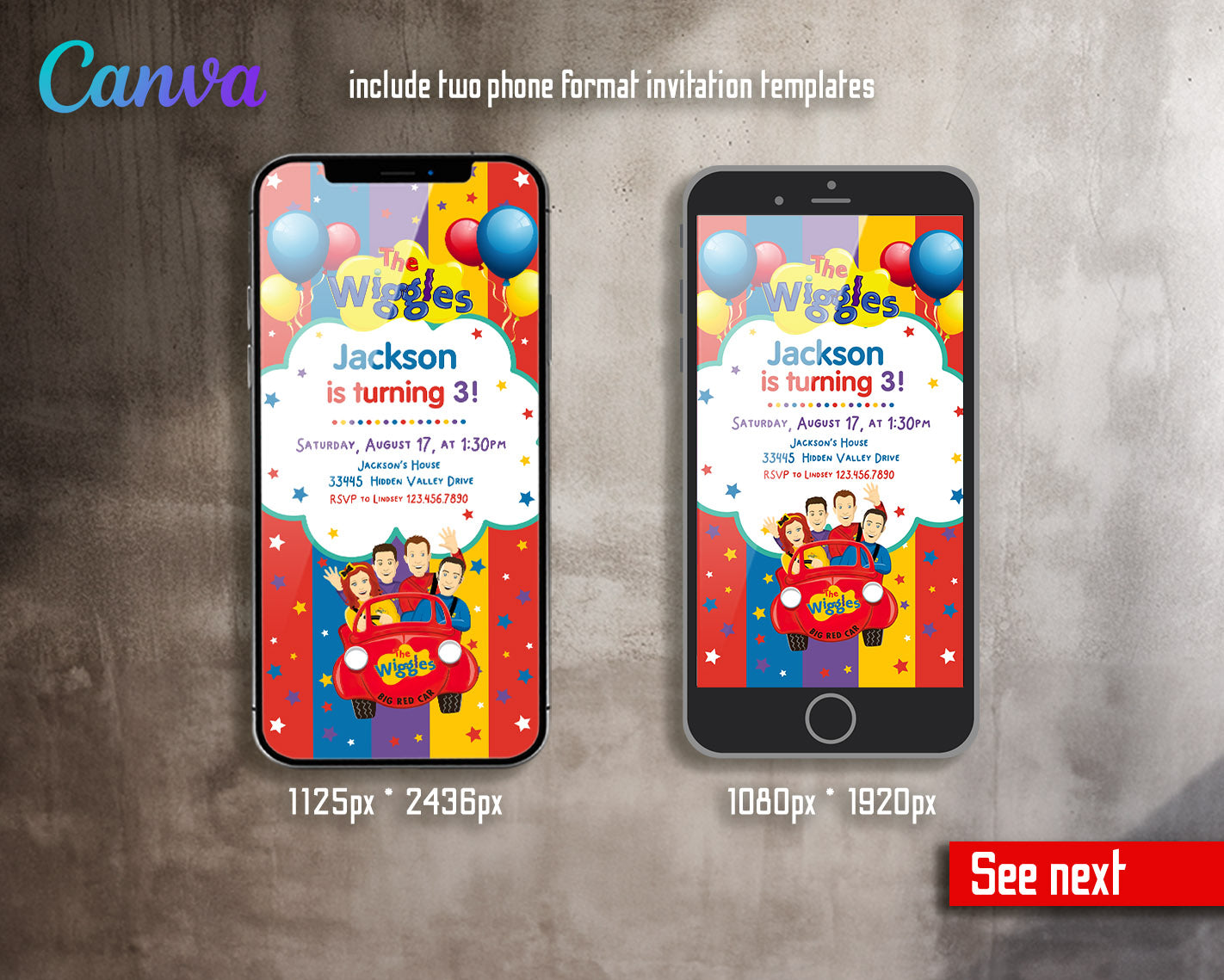 Wiggles One Finger One Thumb customizable invitation template | Share or Print | | BA069