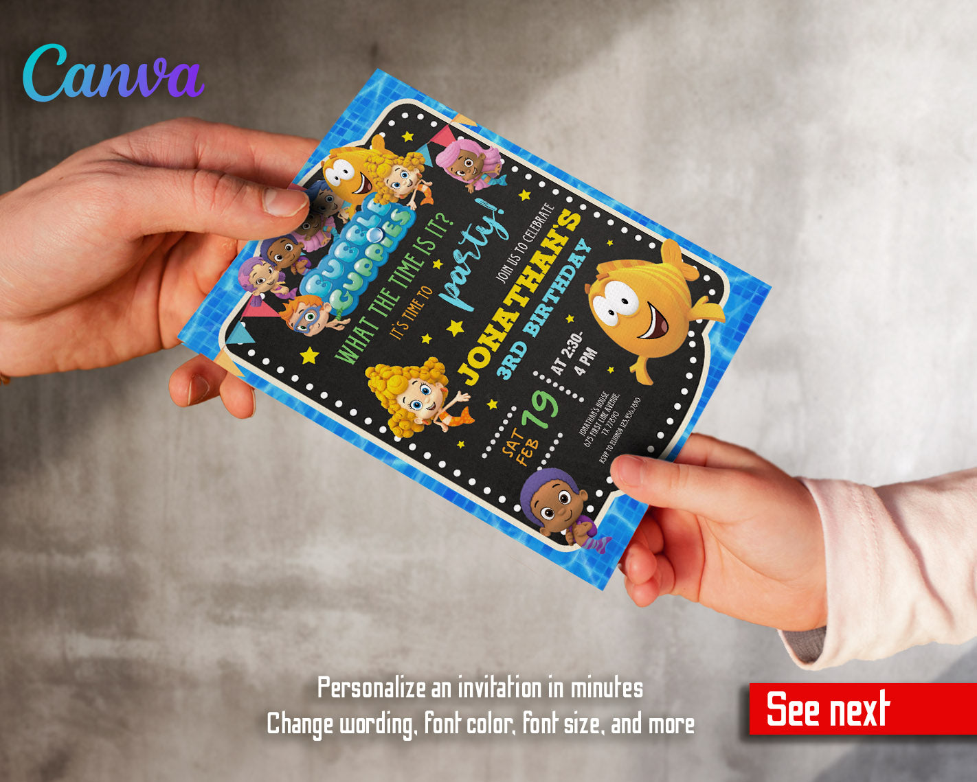 Bubble Guppies customizable invitation template | Share or Print | | IG784
