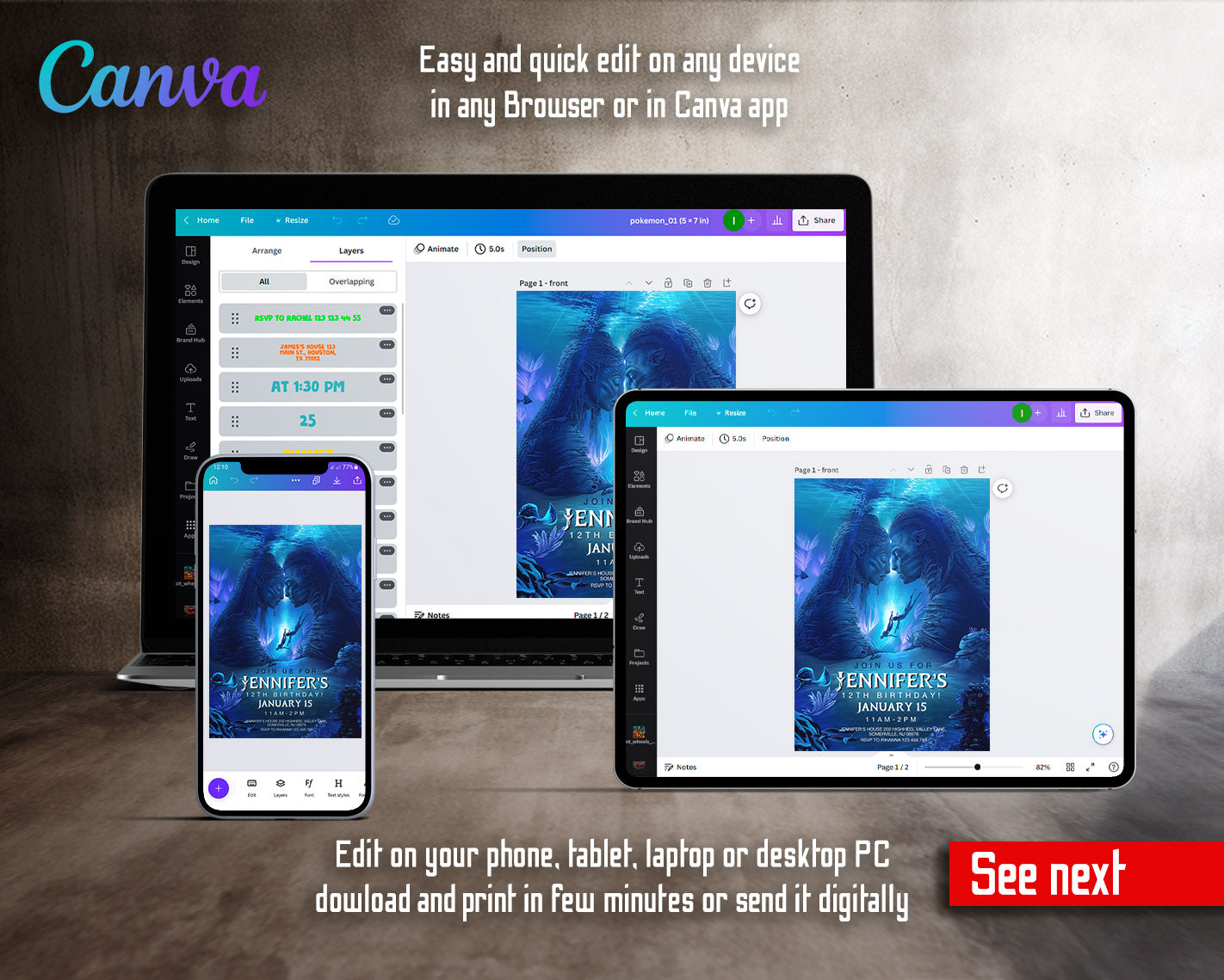 Avatar The Way of Water customizable invitation template | Share or Print | | PX527
