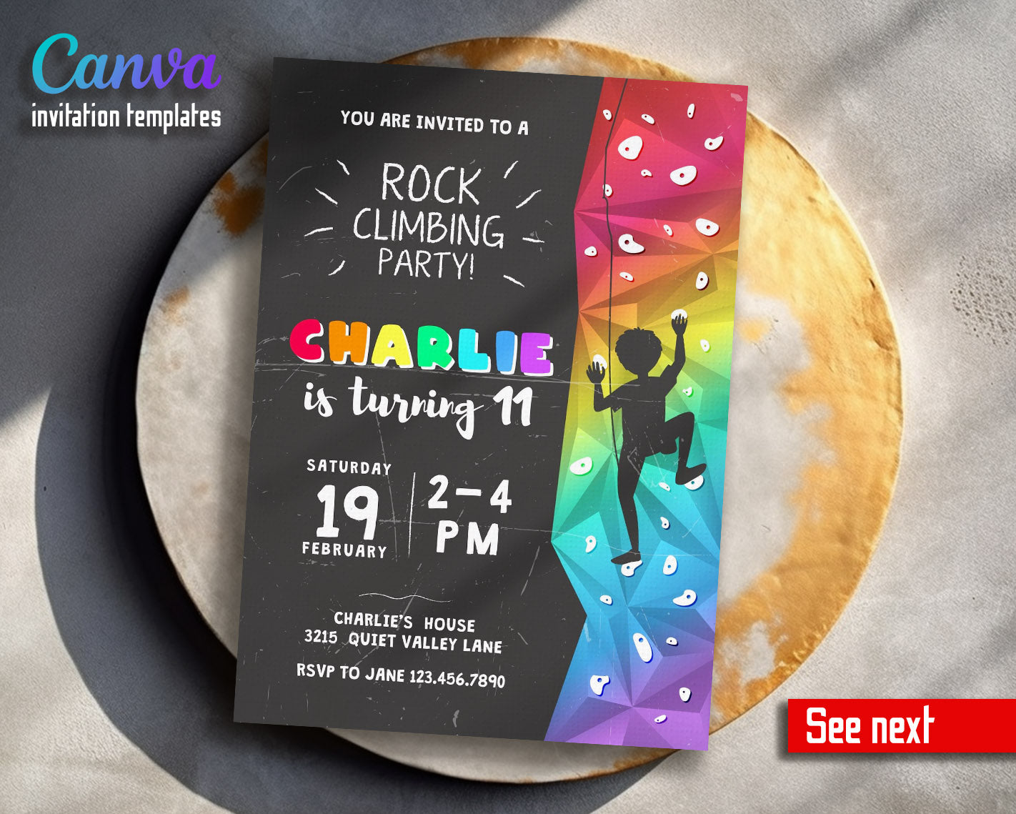 Rock Climbing customizable invitation template | Share or Print | | YT823