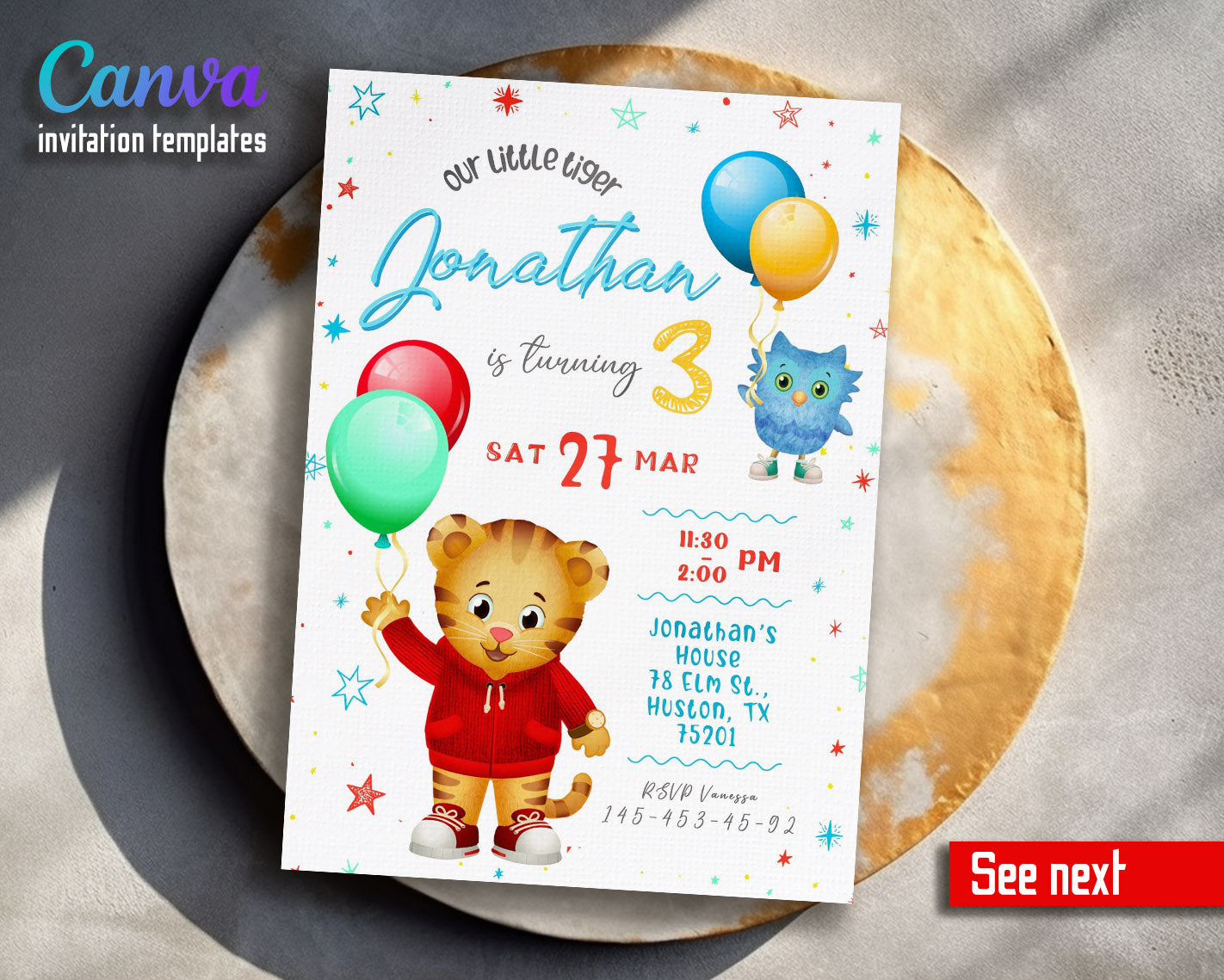 Daniel Tiger's Neighborhood customizable invitation template | Share or Print | | LM619
