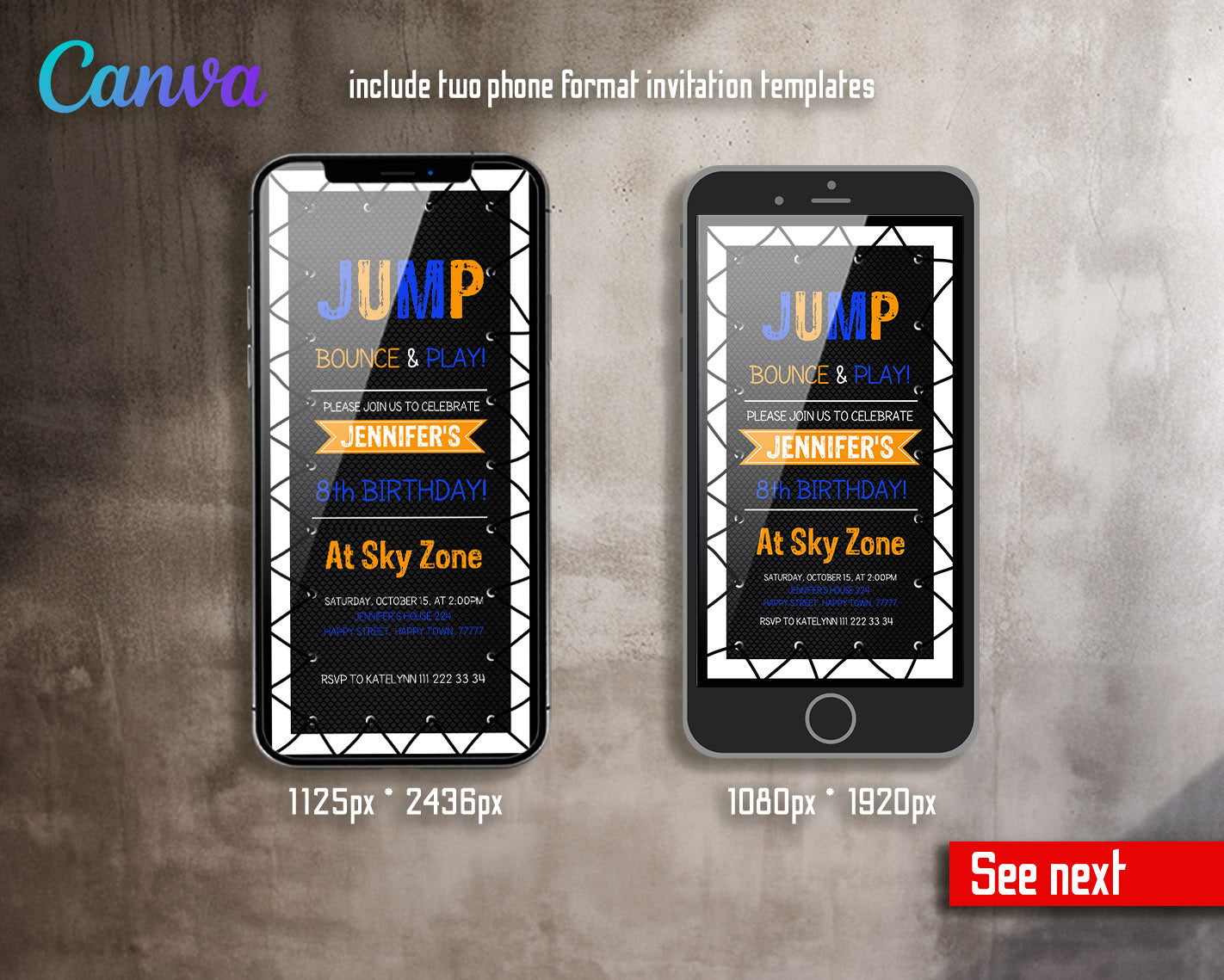 Trampoline Jump Party  customizable invitation template | Share or Print |  | OO581