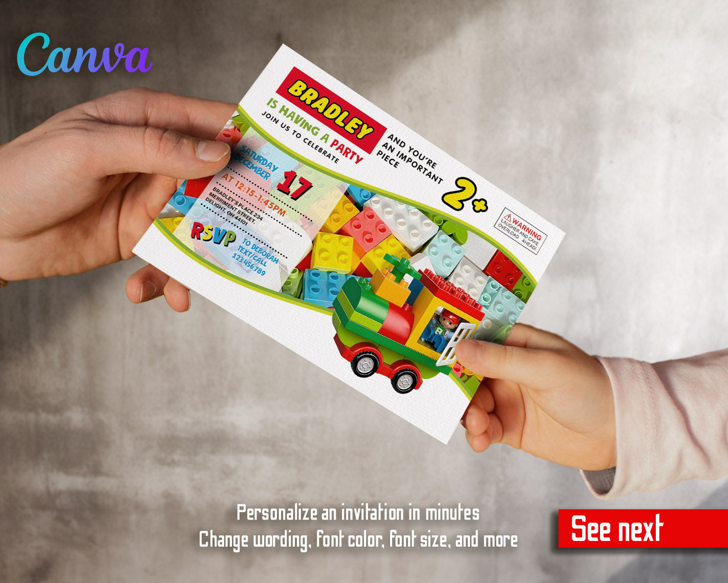 Lego Duplo Train customizable invitation template | Share or Print | | MP881