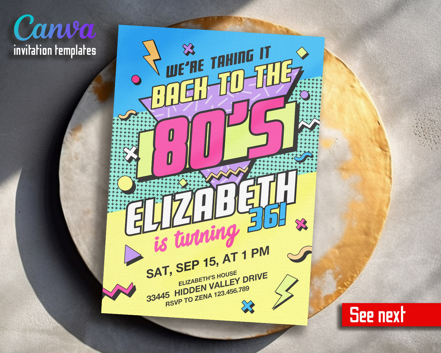 80th Eightieth Party Disco customizable invitation template | Share or Print | | AD425